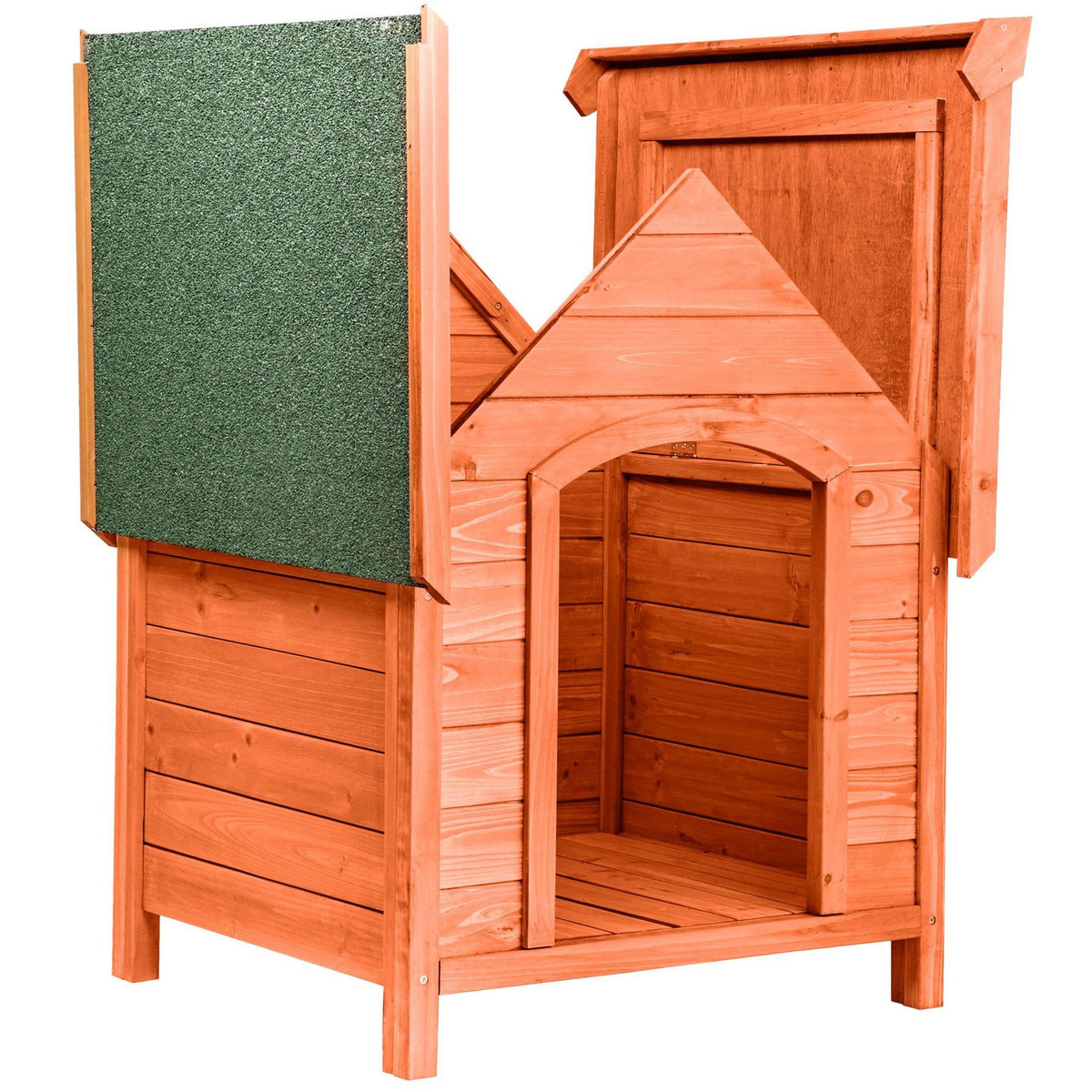 tectake Niche pour chien en bois lasuré marron