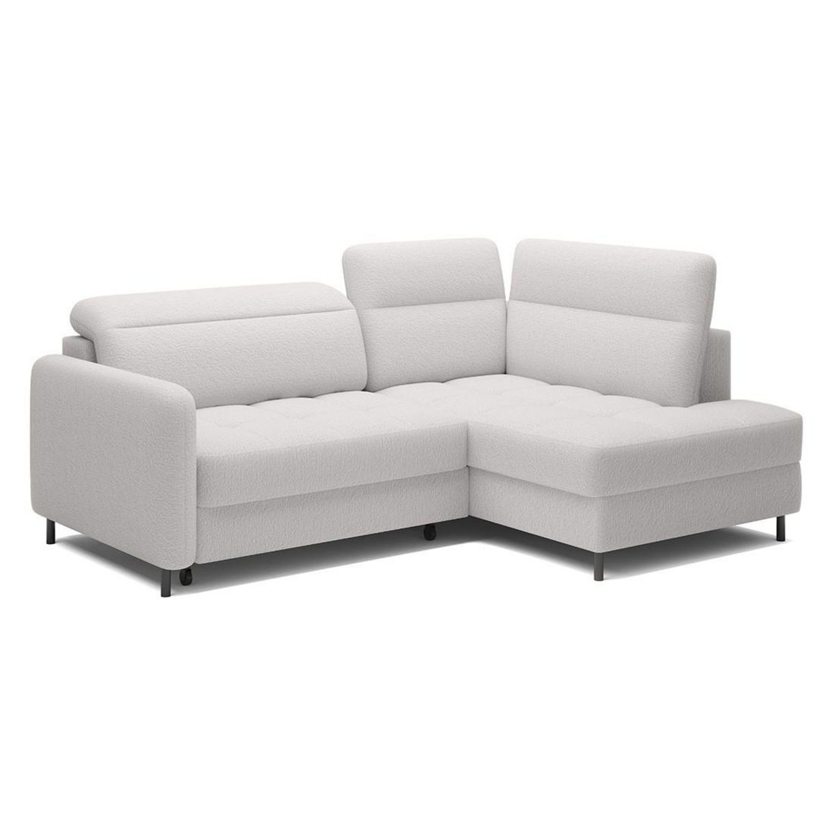 BEST MOBILIER Kalibo - canapé d'angle droit - 5 places - convertible avec coffre et têtières - en tissu bouclette