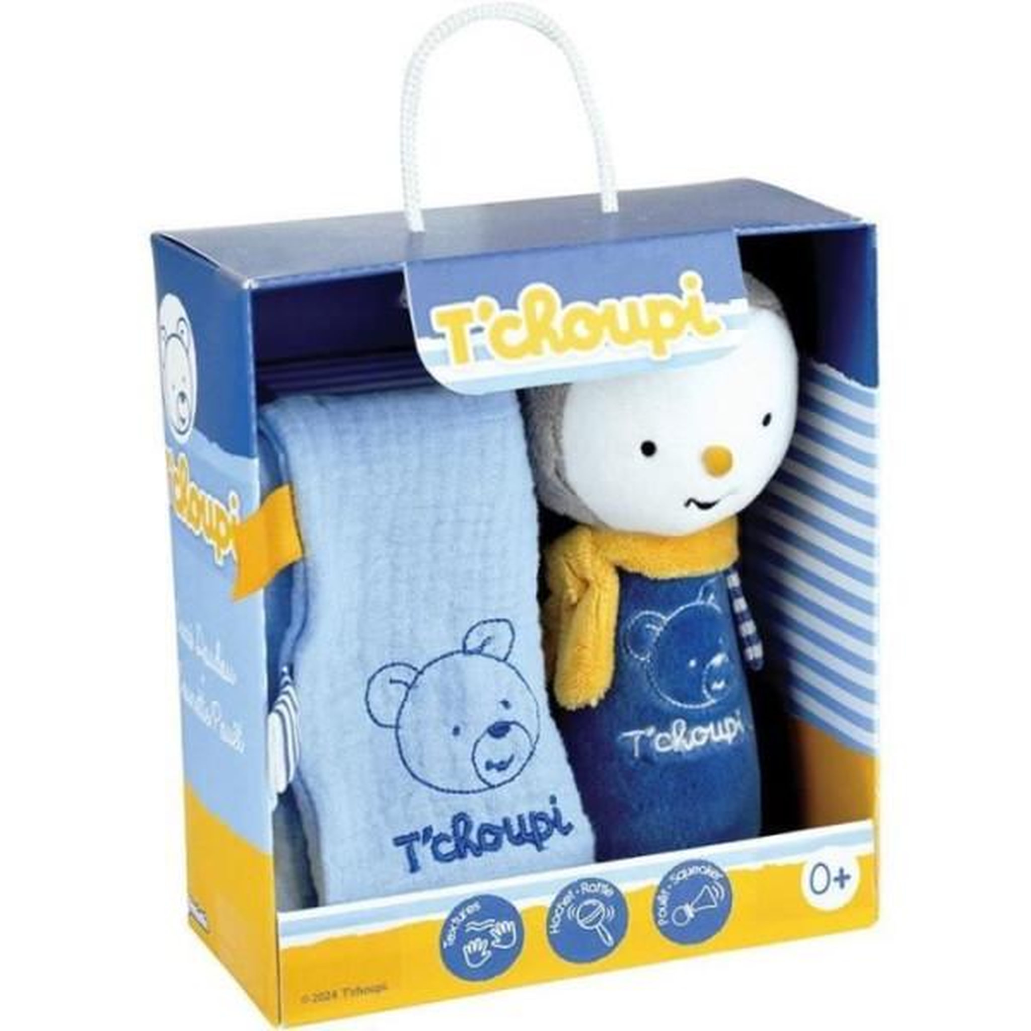 JEMINI T'choupi baby coffret naissance avec doudou et peluche hochet +/- 25 cm - jemini - idéal pour un cadeau de naissance.