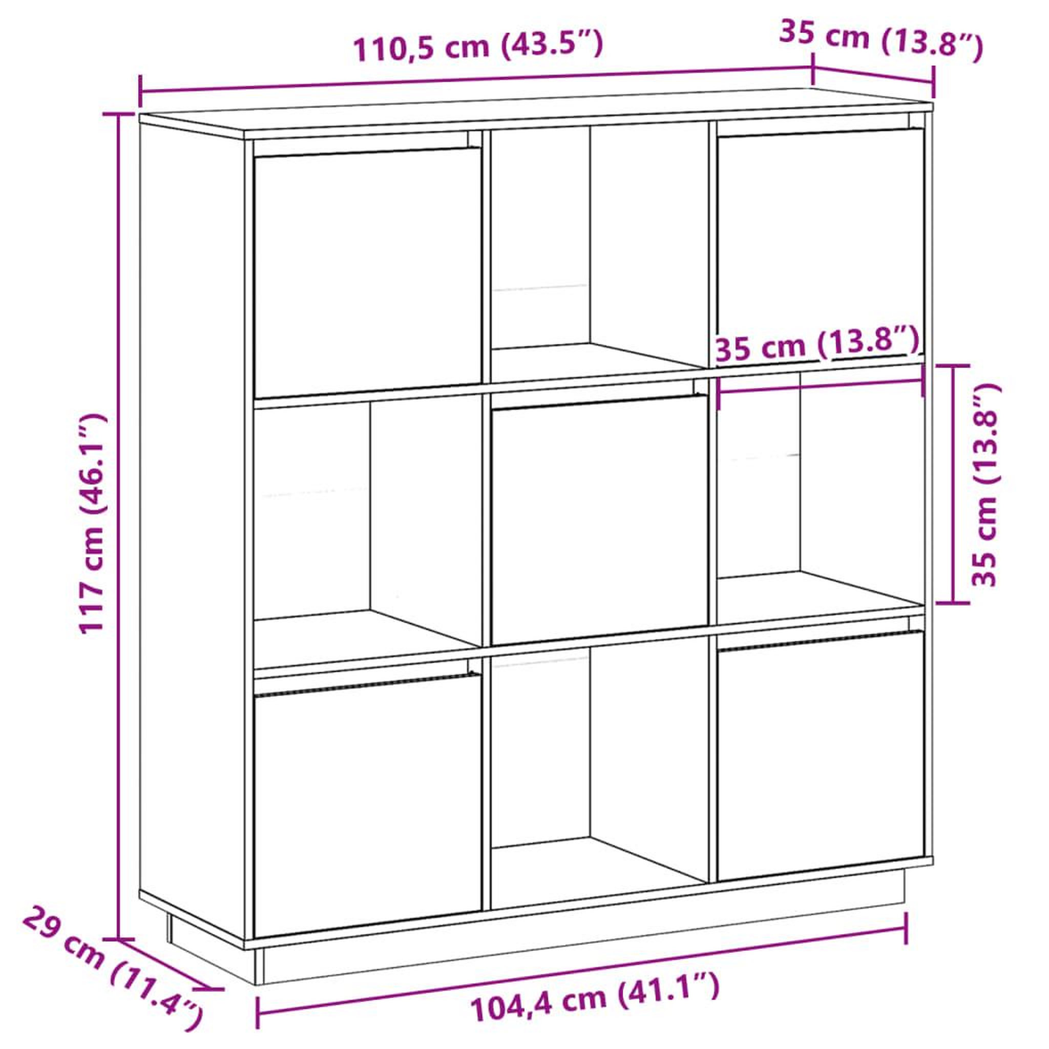 Voir la diapositive 6 : VIDAXL Buffet Gris 110,5x35x117 cm Bois massif de pin