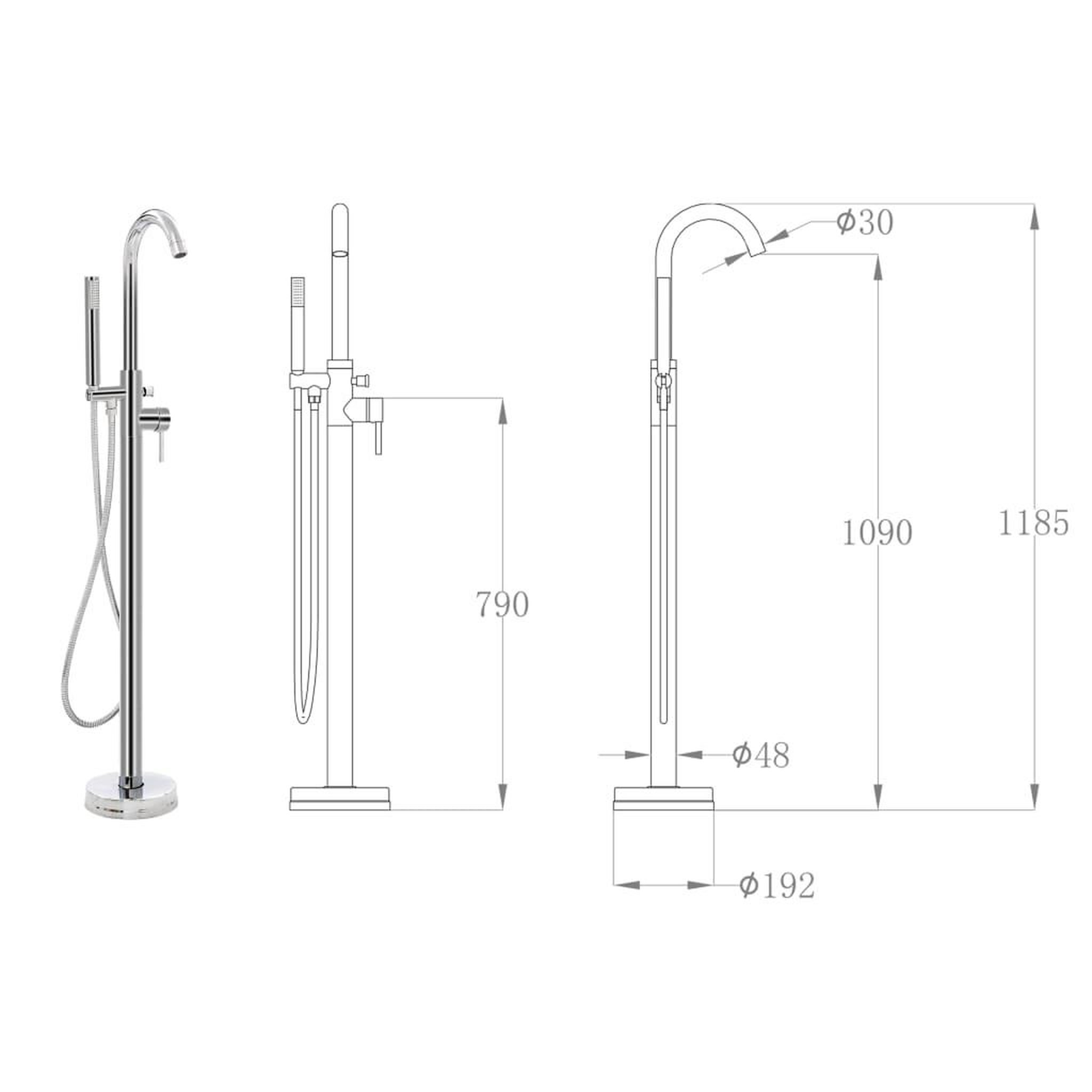 Voir la diapositive 5 : VIDAXL Robinet de baignoire sur pied acier inoxydable 118,5 cm