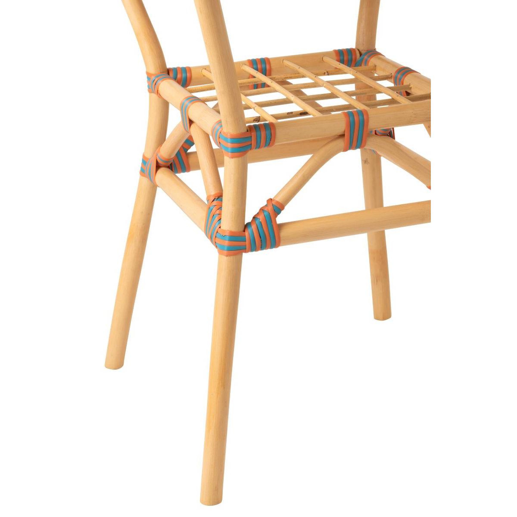 Voir la diapositive 4 : J-LINE Table à manger en rotin  geo  75cm orange & turquoise