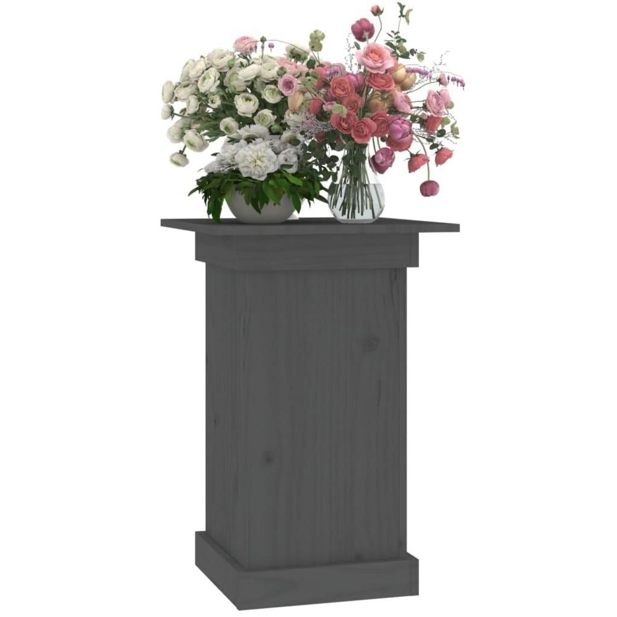 VIDAXL Support a fleurs Gris 40x40x60 cm Bois de pin solide
