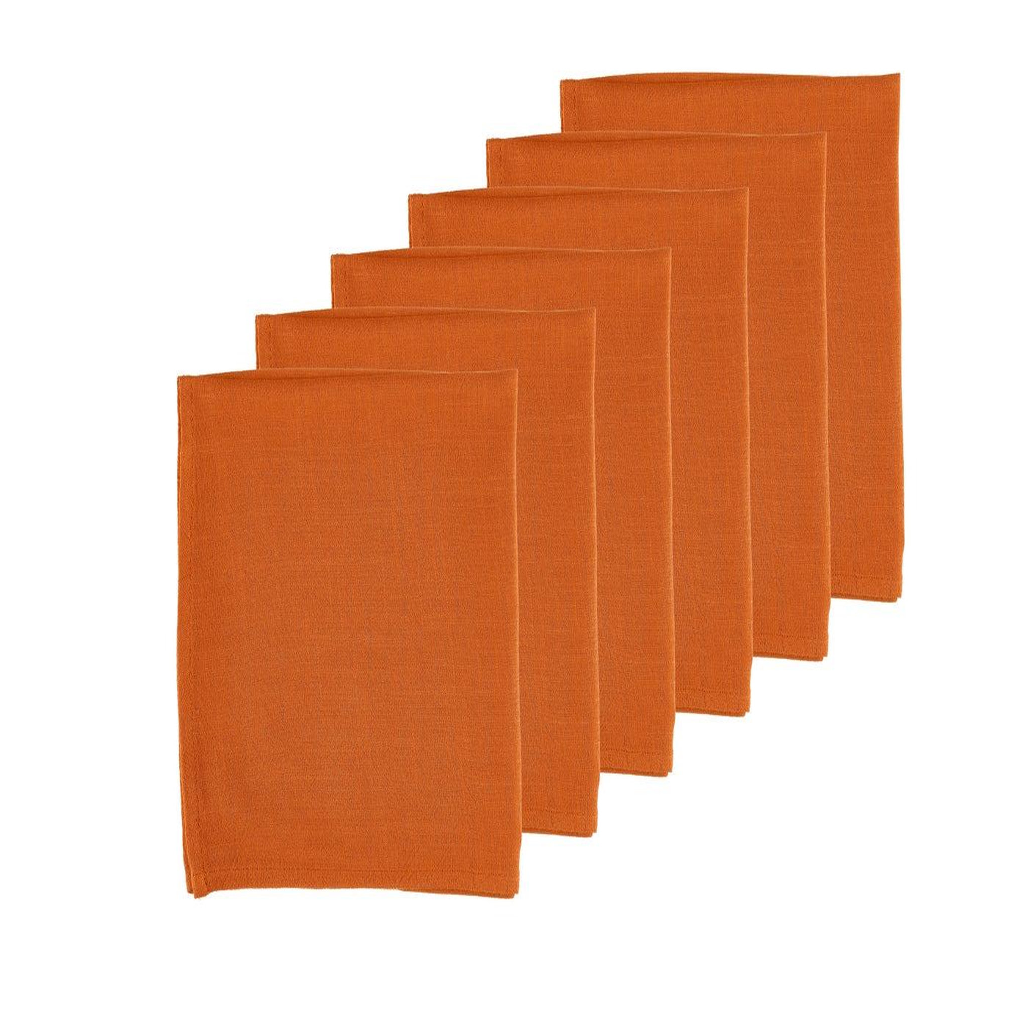 BJORN Serviette de table - 6 pièces - Lin et coton orange