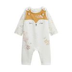 Petit Béguin Ensemble salopette bébé en molleton et t-shirt Emilie. Coloris disponibles : Beige
