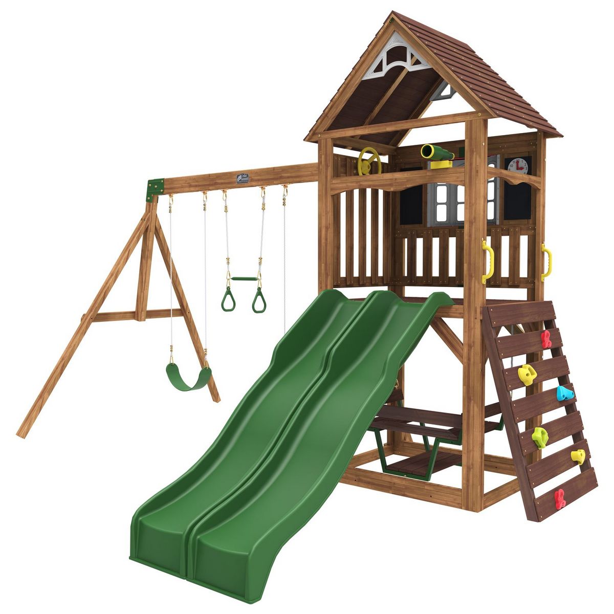 Kidkraft Aire de jeux en bois avec double toboggan LINDALE