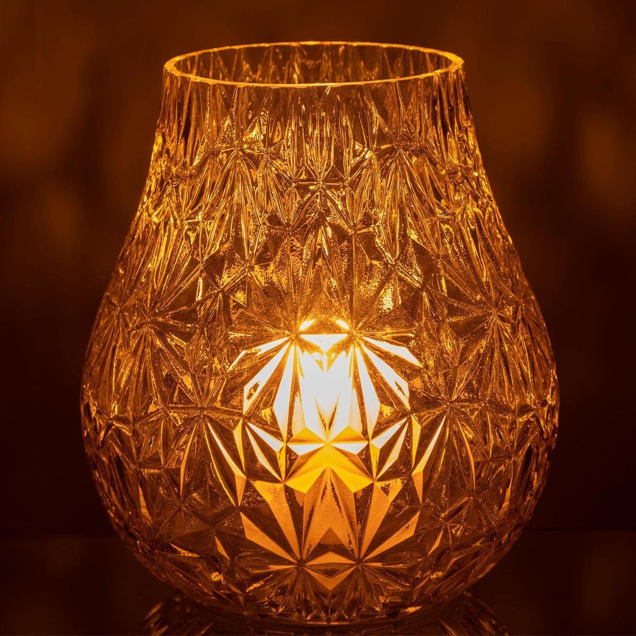 Voir la diapositive 3 : J-LINE Vase design en verre  diamant  22cm jaune