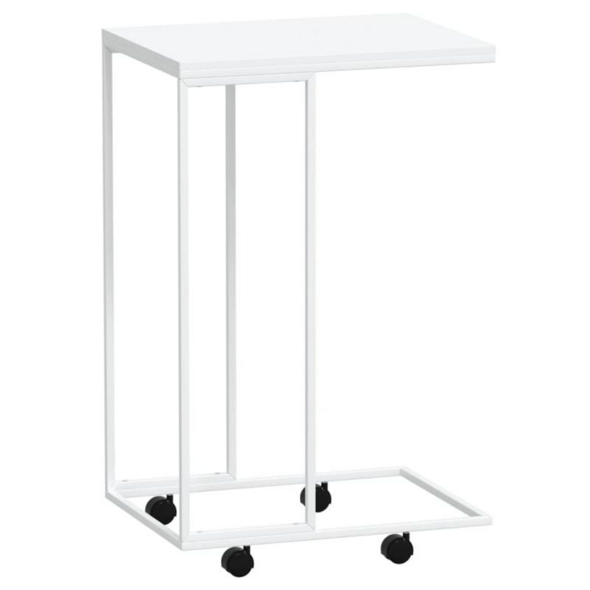 VIDAXL Table d appoint avec roues Blanc 40x30x63,5cm Bois d ingénierie