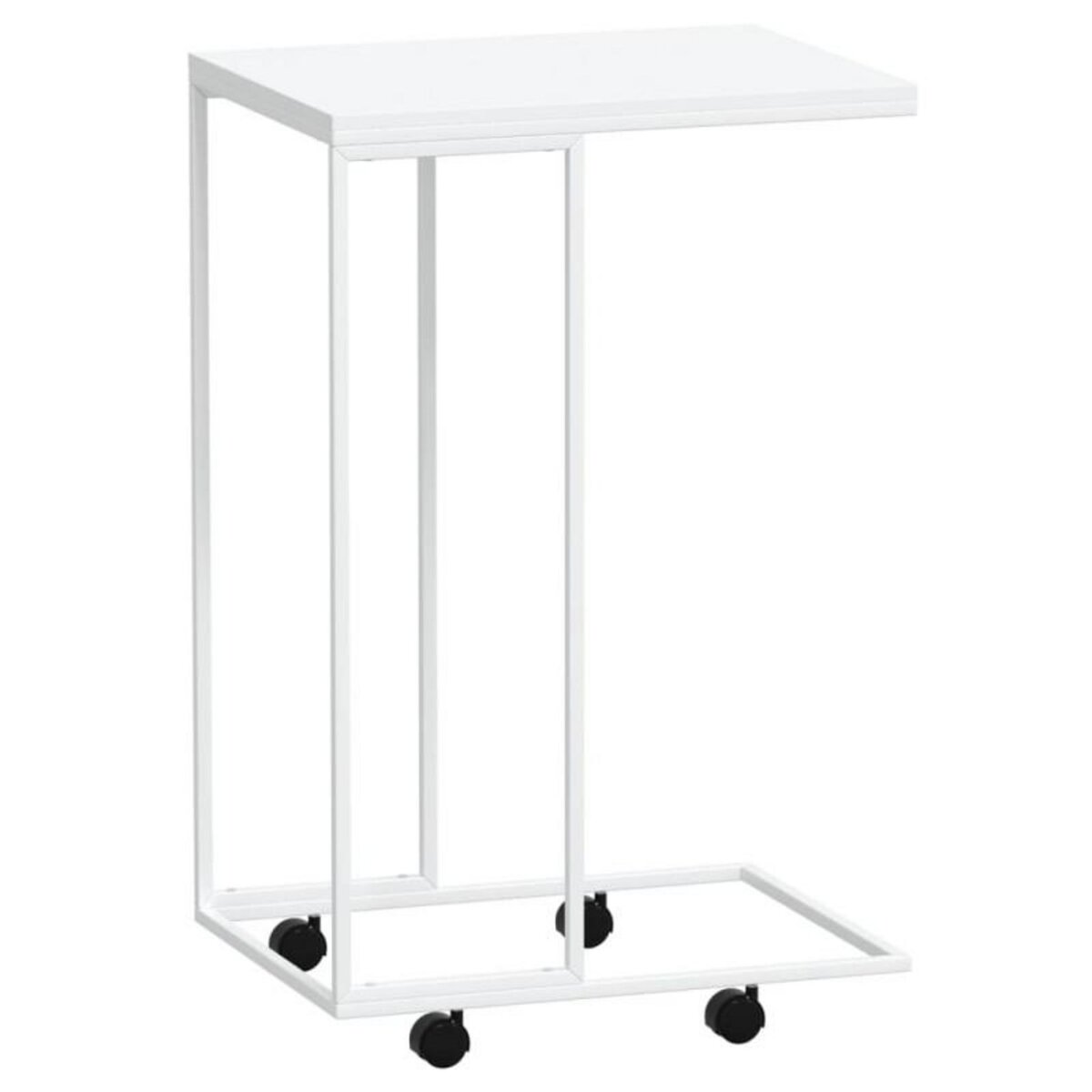 VIDAXL Table d appoint avec roues Blanc 40x30x63,5cm Bois d ingénierie