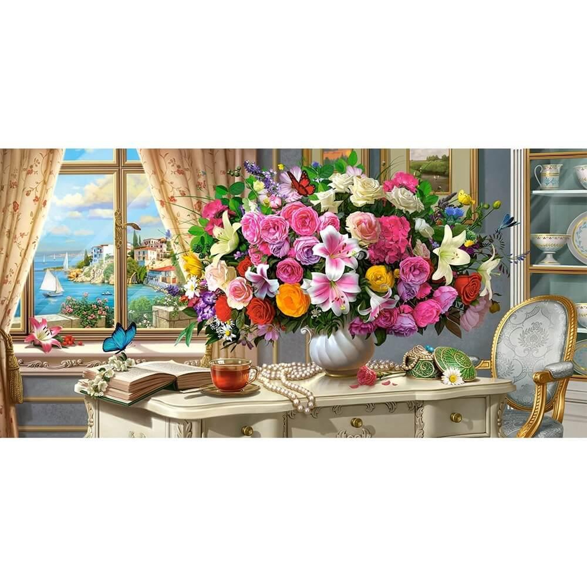 Castorland Puzzle 4000 pièces : Fleurs d'été et tasse de thé