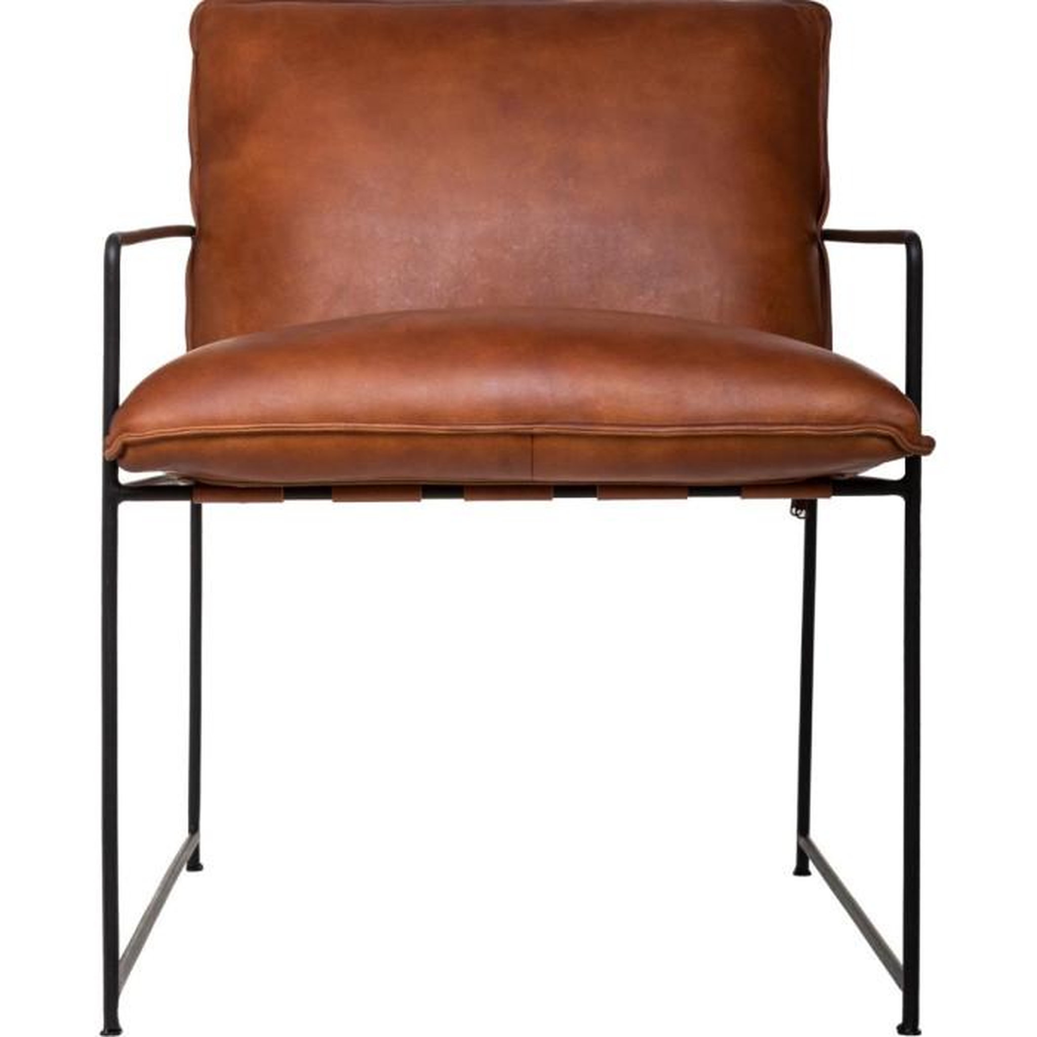 Voir la diapositive 2 : Paris Prix Fauteuil Cognac en Cuir  Kanat  84cm Marron