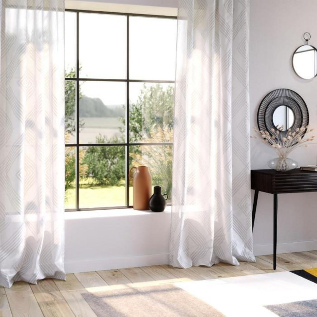 ATMOSPHERA Rideau Voilage Jacquard  Enzo  140x260cm Blanc