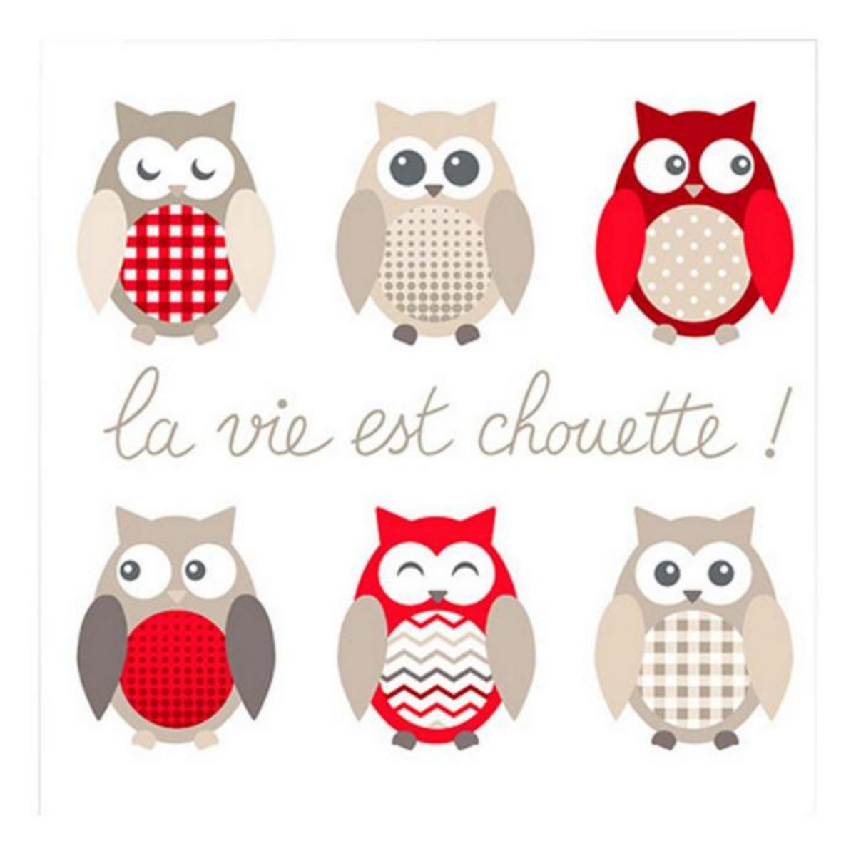 Paris Prix Lot de 20 Serviettes en Papier  Hibou  33x33cm Blanc