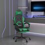 Voir la diapositive 1 : VIDAXL Chaise de jeu pivotante et repose-pied Noir et vert Similicuir