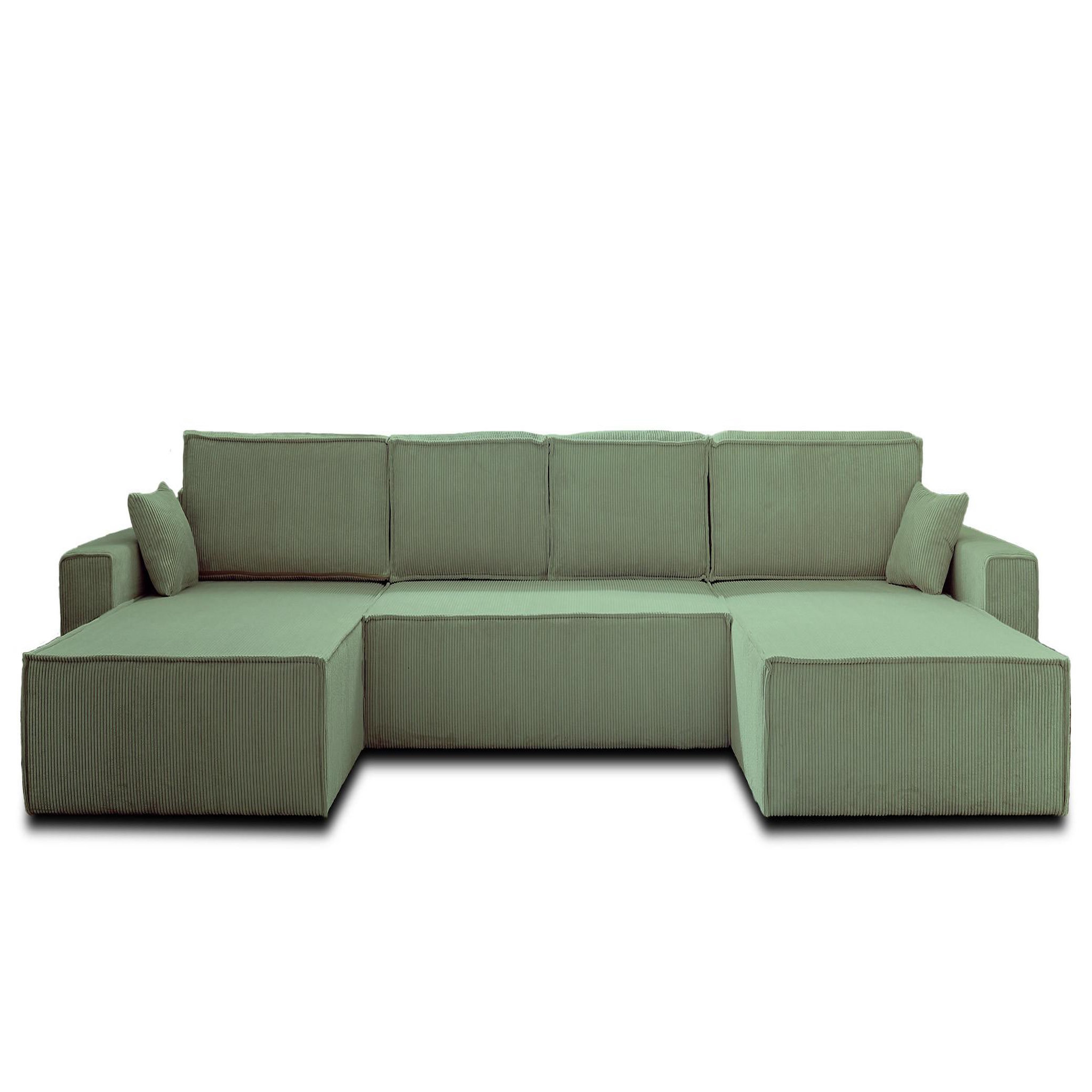 Voir la diapositive 6 : BEST MOBILIER Dellia - canapé panoramique en u - 7 places - convertible - avec coffre - en velours côtelé