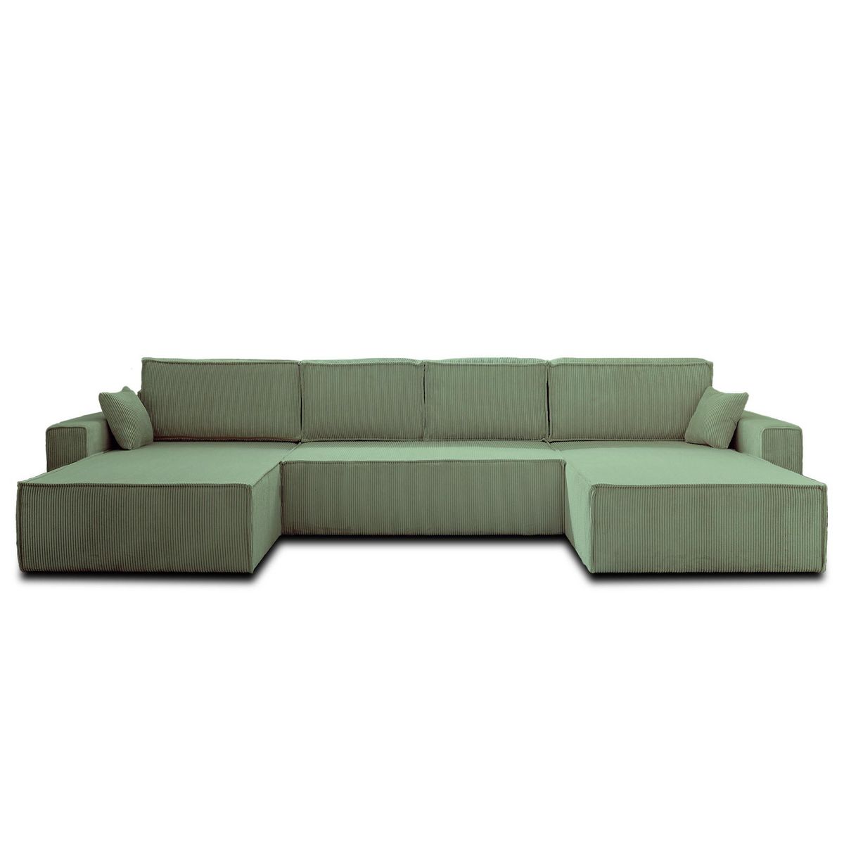 BEST MOBILIER Dellia - canapé panoramique en u - 7 places - convertible - avec coffre - en velours côtelé