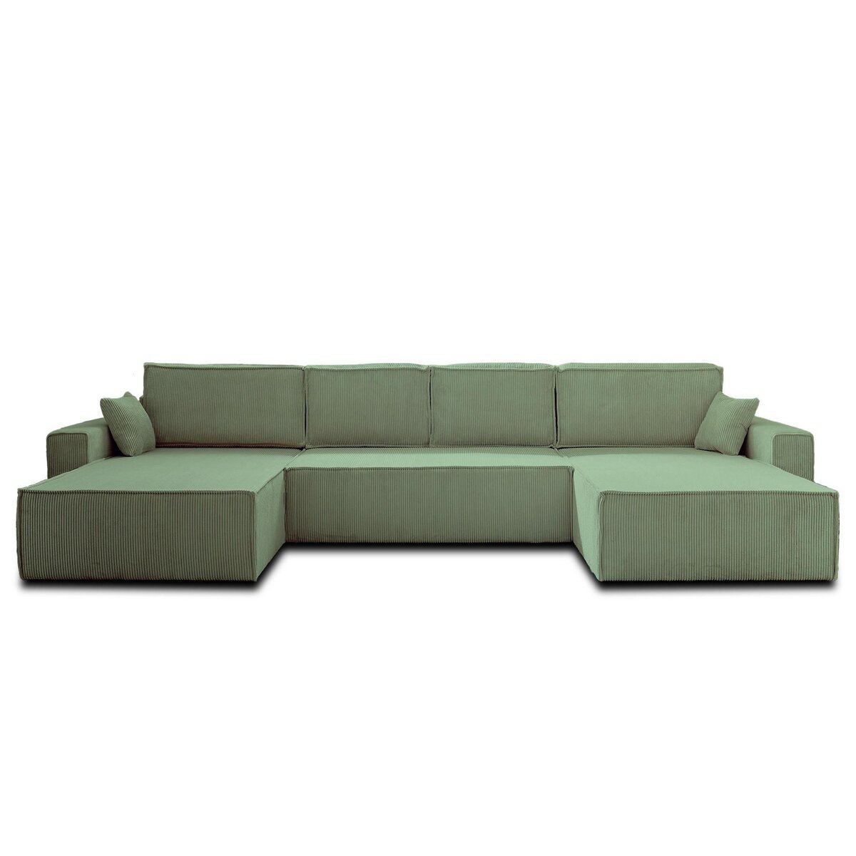 BEST MOBILIER Dellia - canapé panoramique en u - 7 places - convertible - avec coffre - en velours côtelé