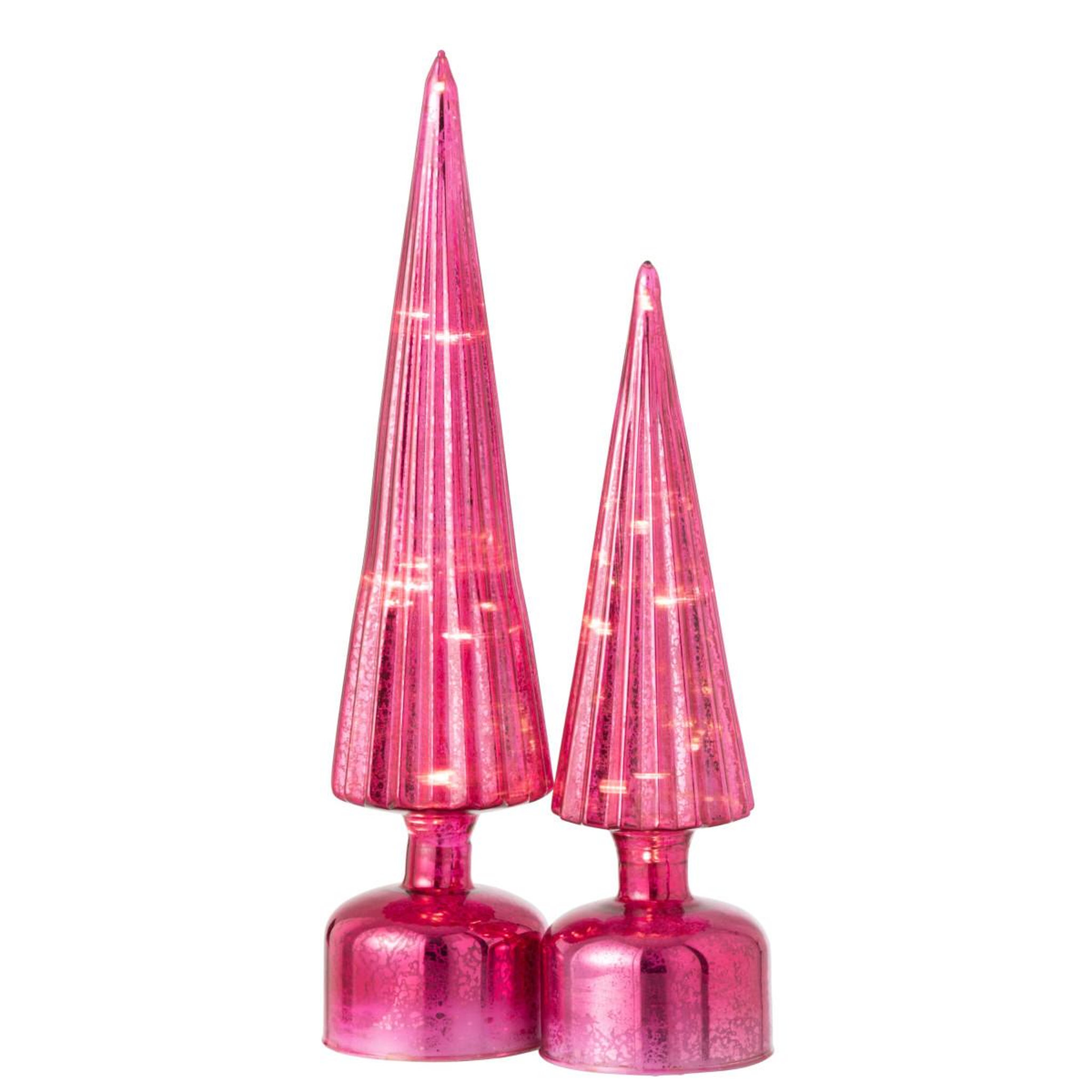 Voir la diapositive 3 : J-LINE Sapin Tournant à LED  Félicie  39cm Rose
