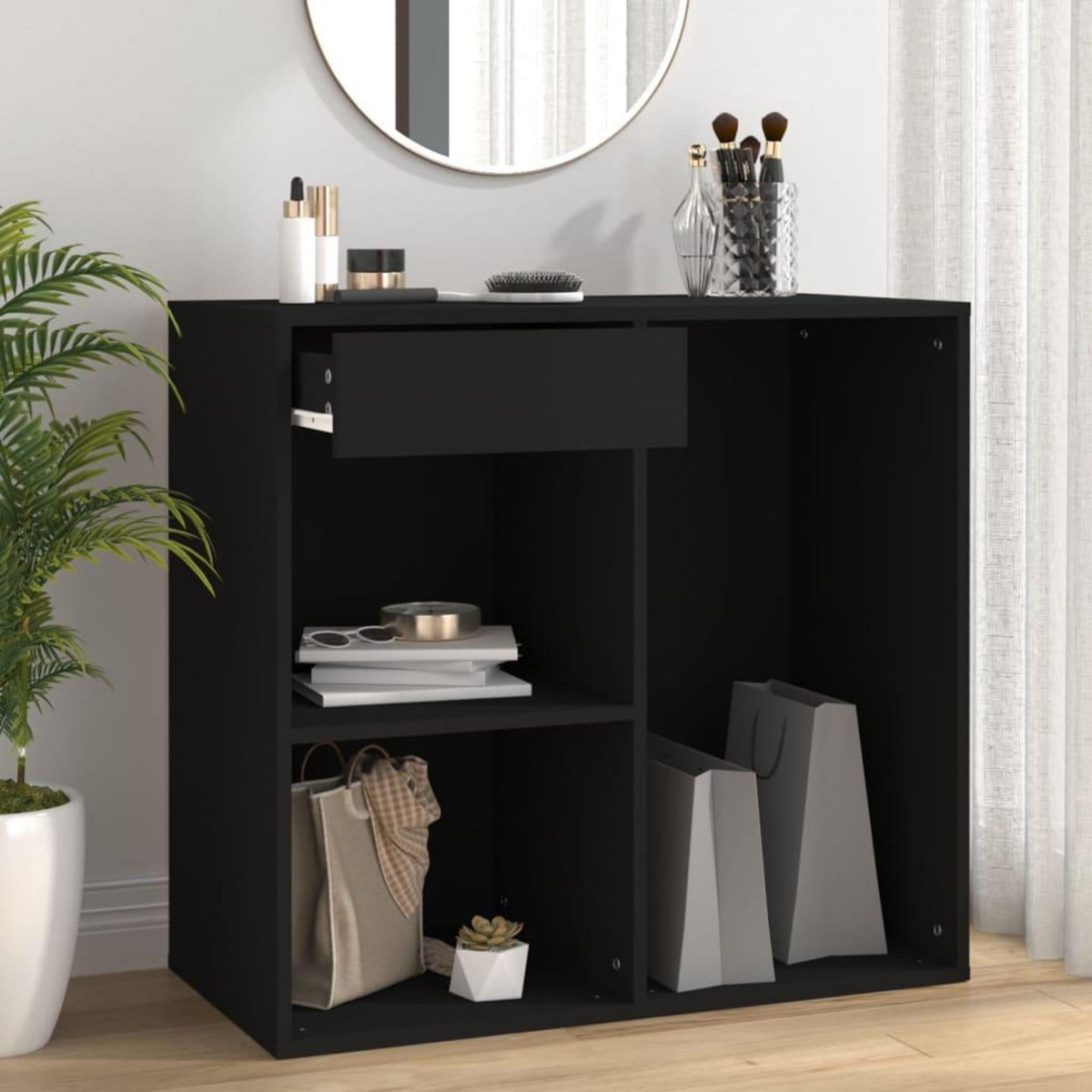 VIDAXL Armoire a cosmetiques noir 80x40x75 cm bois d'ingenierie