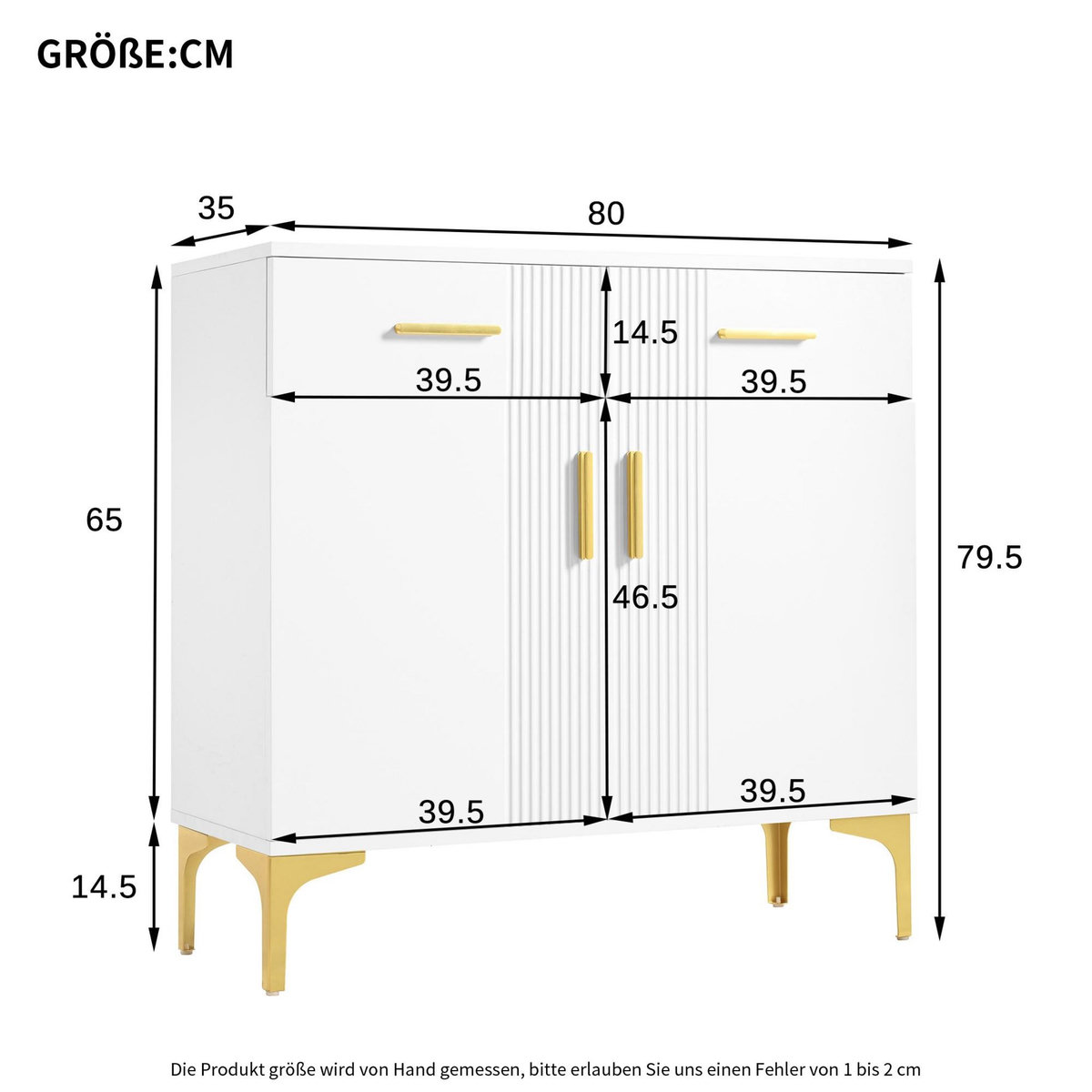 MERAX Buffet 2 porte(s) 2 tiroir(s) - 80 cm blanc panneaux de particules