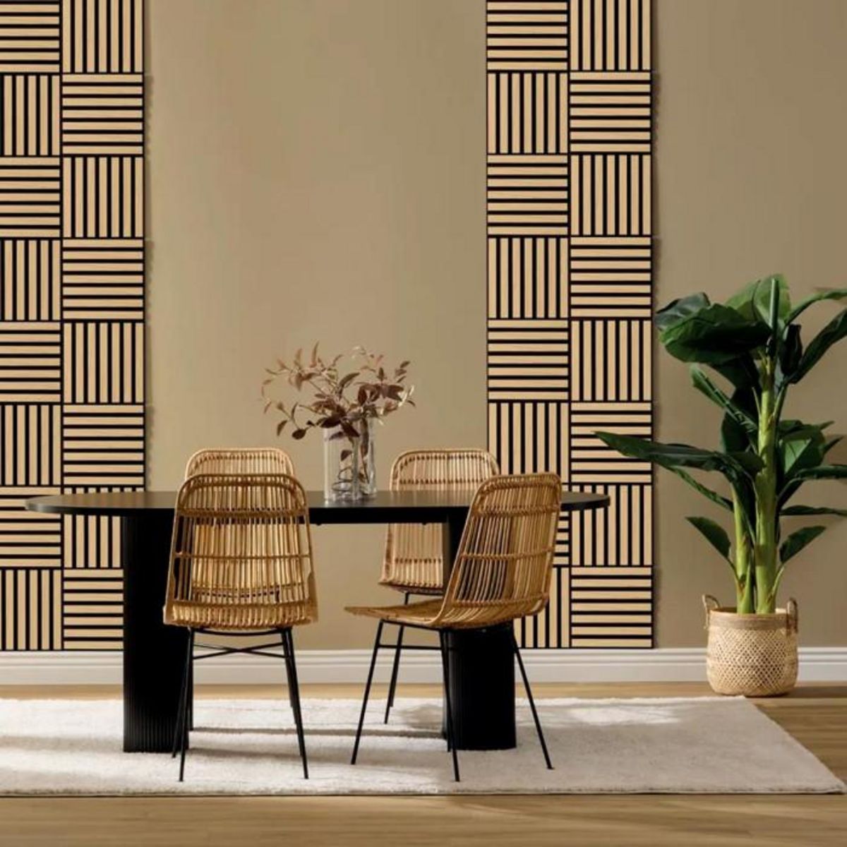 ATMOSPHERA Lot de 3 Panneaux Déco  Colva  30x30cm Marron