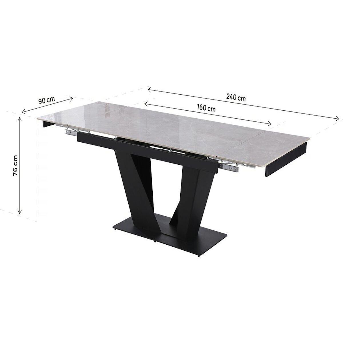 Habitat et Jardin Table à manger extensible en céramique - 160/240 cm - 6 à 10 personnes  Nova  - Gris marbré