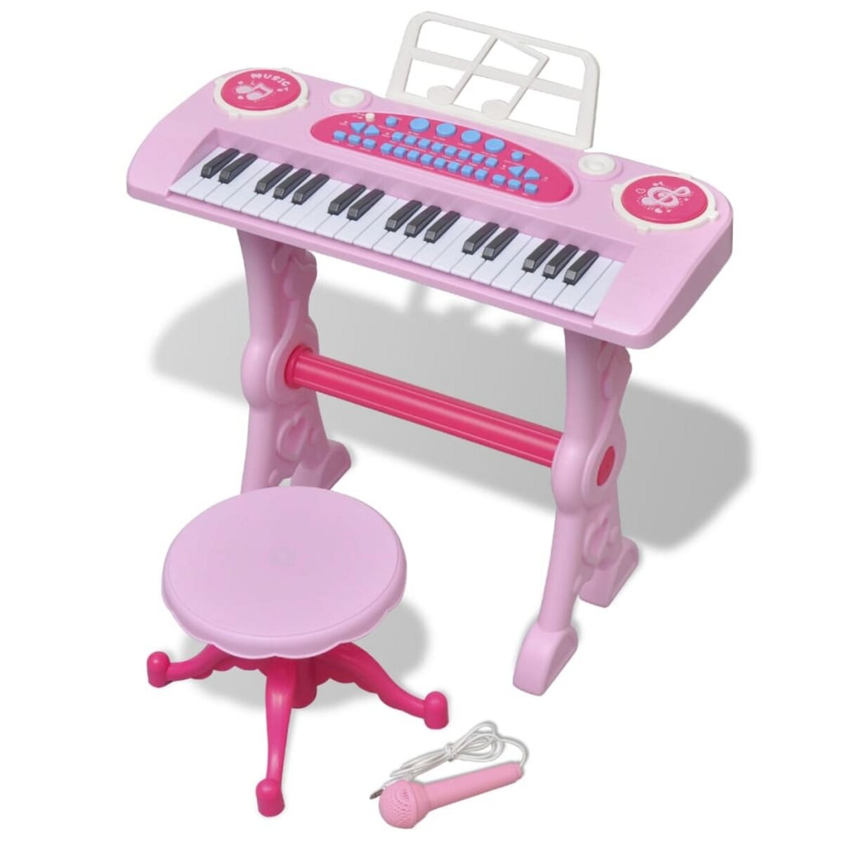 vidaXL Clavier jouet d'enfants et tabouret/microphone 37 touches Rose -  Instruments de musiques - Achat & prix