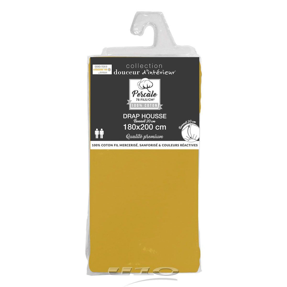 Paris Prix Drap Housse  Percaline  180x200cm Ocre