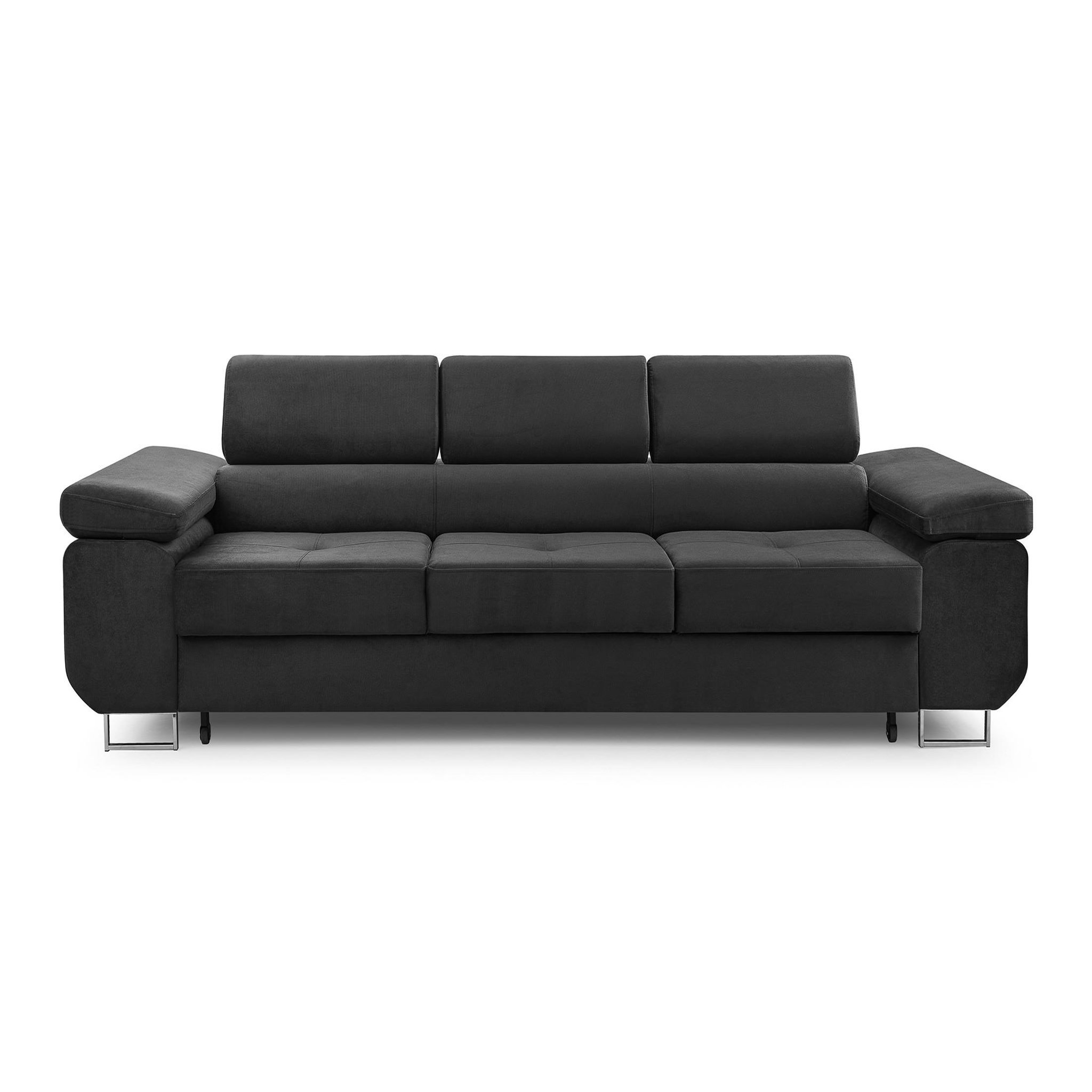 Voir la diapositive 1 : BEST MOBILIER Pablo - canapé 3 places - convertible avec têtières réglables - en velours