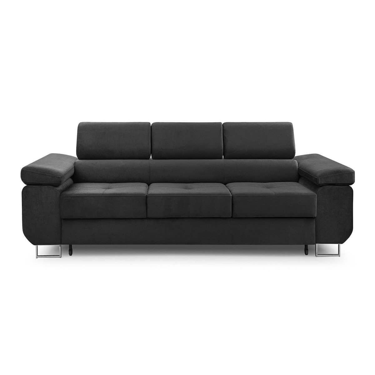 BEST MOBILIER Pablo - canapé 3 places - convertible avec têtières réglables - en velours
