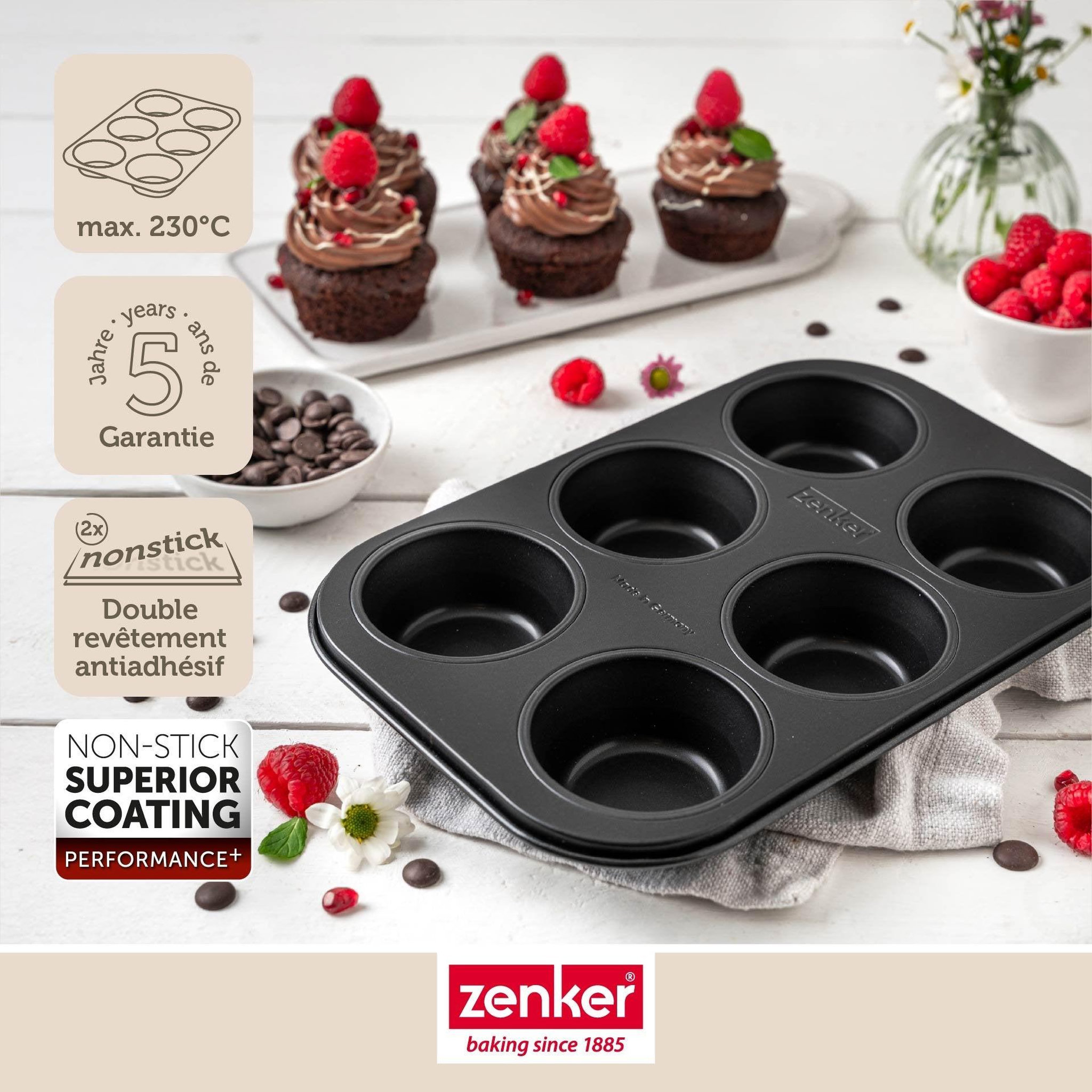 Voir la diapositive 5 : ZENKER Moule à muffins 6 empreintes 28 x 19 cm zenker perfect black +