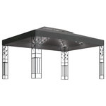 VIDAXL Tonnelle avec double toit et lumieres LED 3x4 m Anthracite