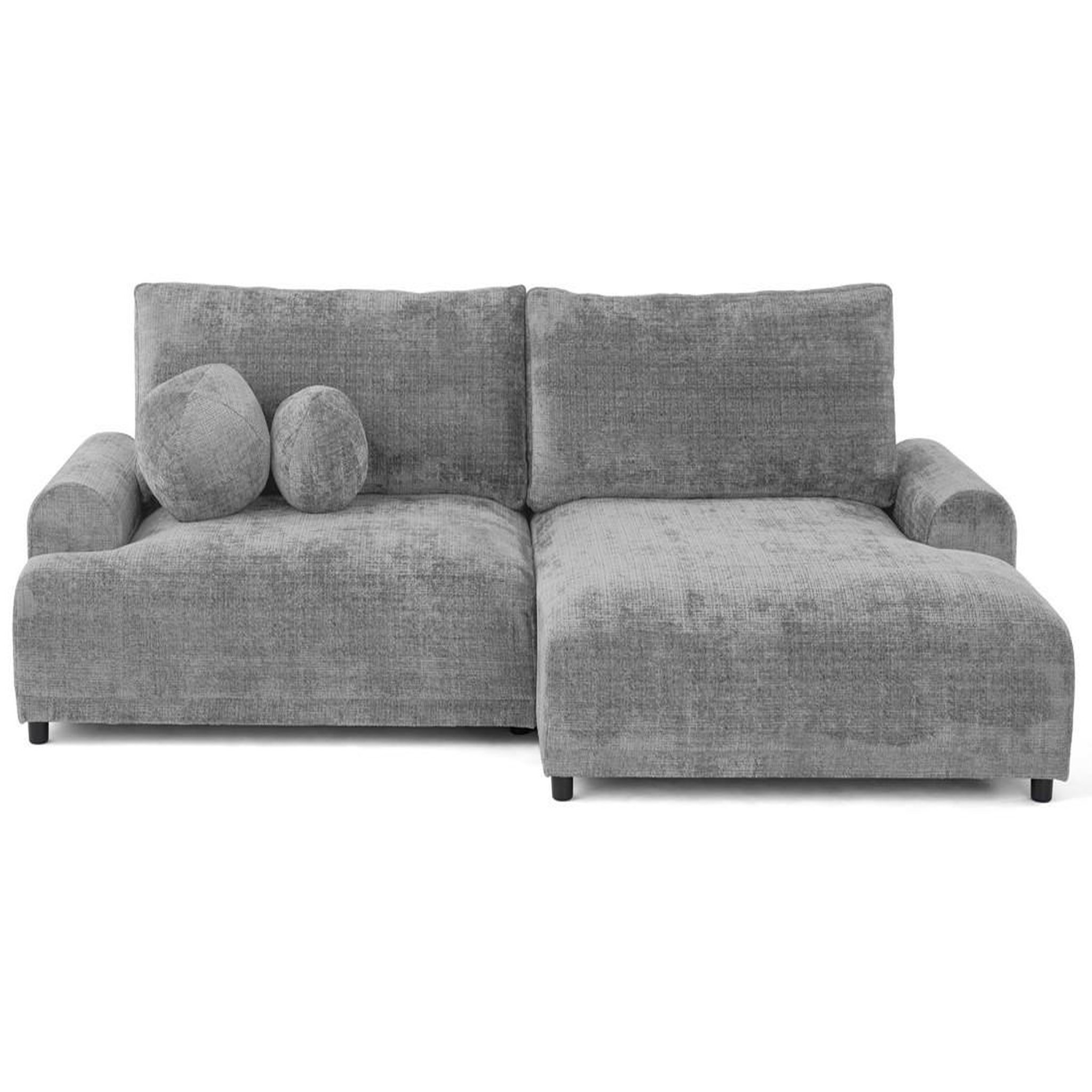 Voir la diapositive 1 : BEST MOBILIER Nelly - canapé d'angle droit 4 places convertible avec coffre en velours texturé