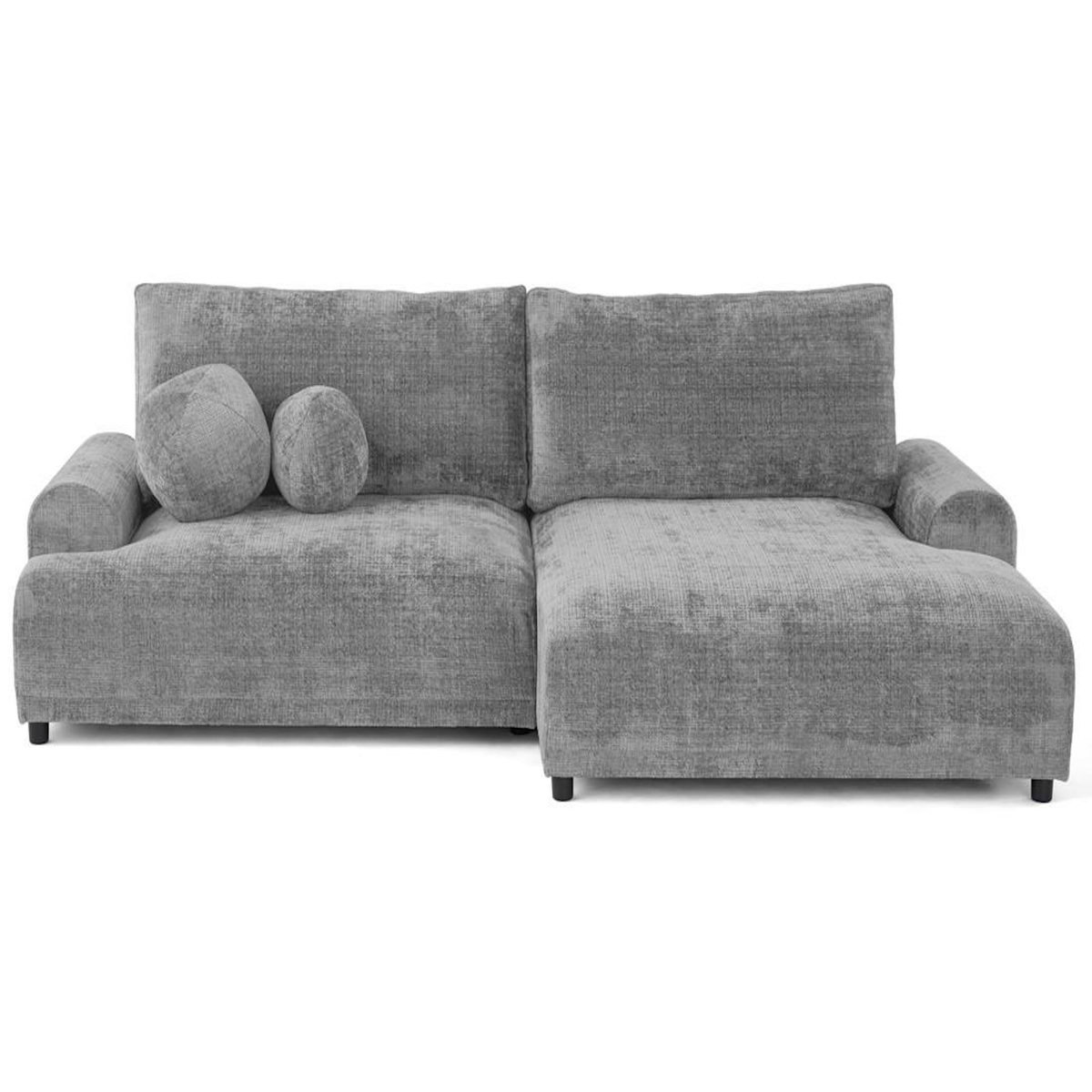 LISA DESIGN Nelly - canapé d'angle droit 4 places convertible avec coffre en velours texturé