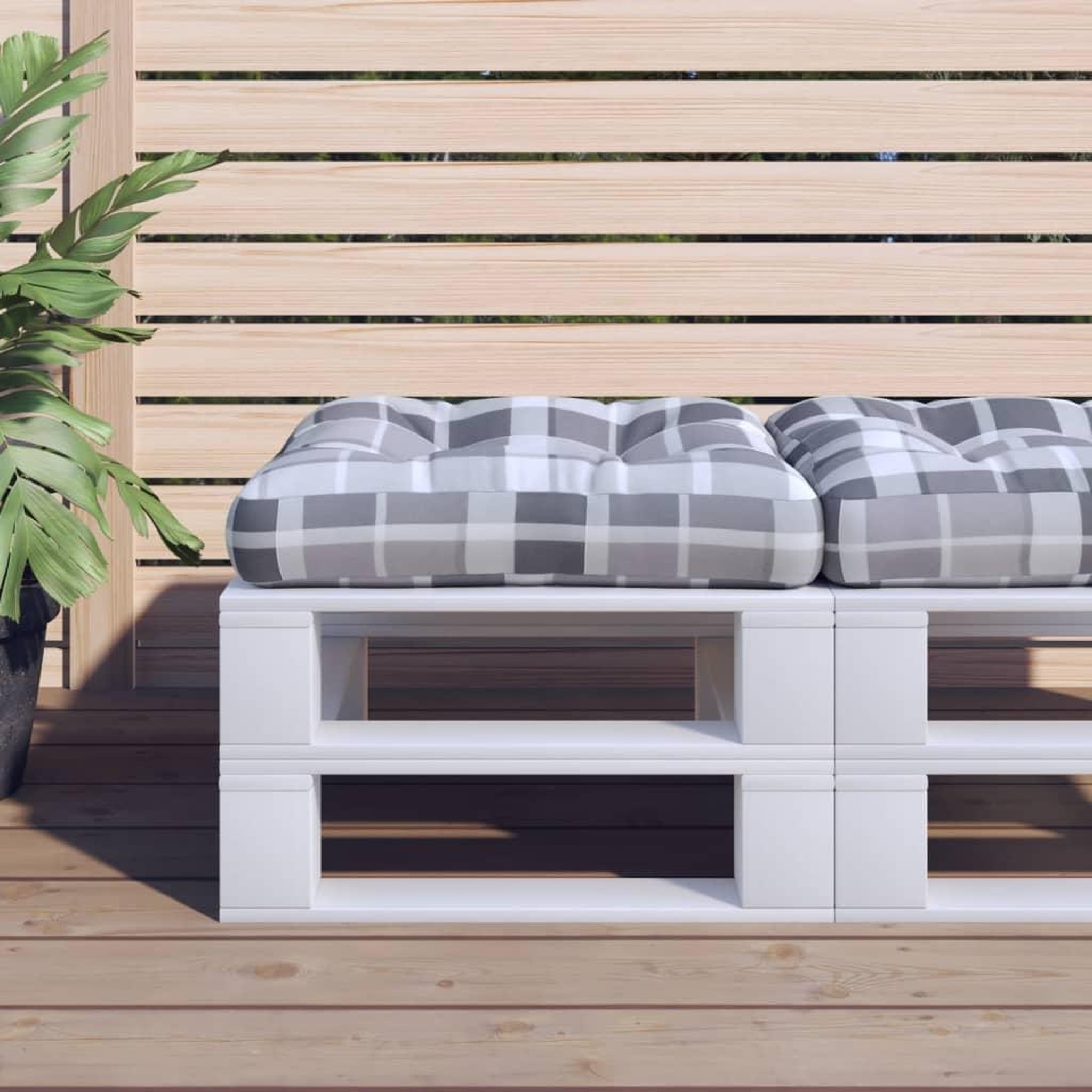 VIDAXL Coussin de palette motif a carreaux gris 60x60x12 cm tissu