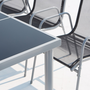 Voir la diapositive 6 : CONCEPT USINE Table de jardin et 8 chaises en acier et toile PVC gris LUSIANA