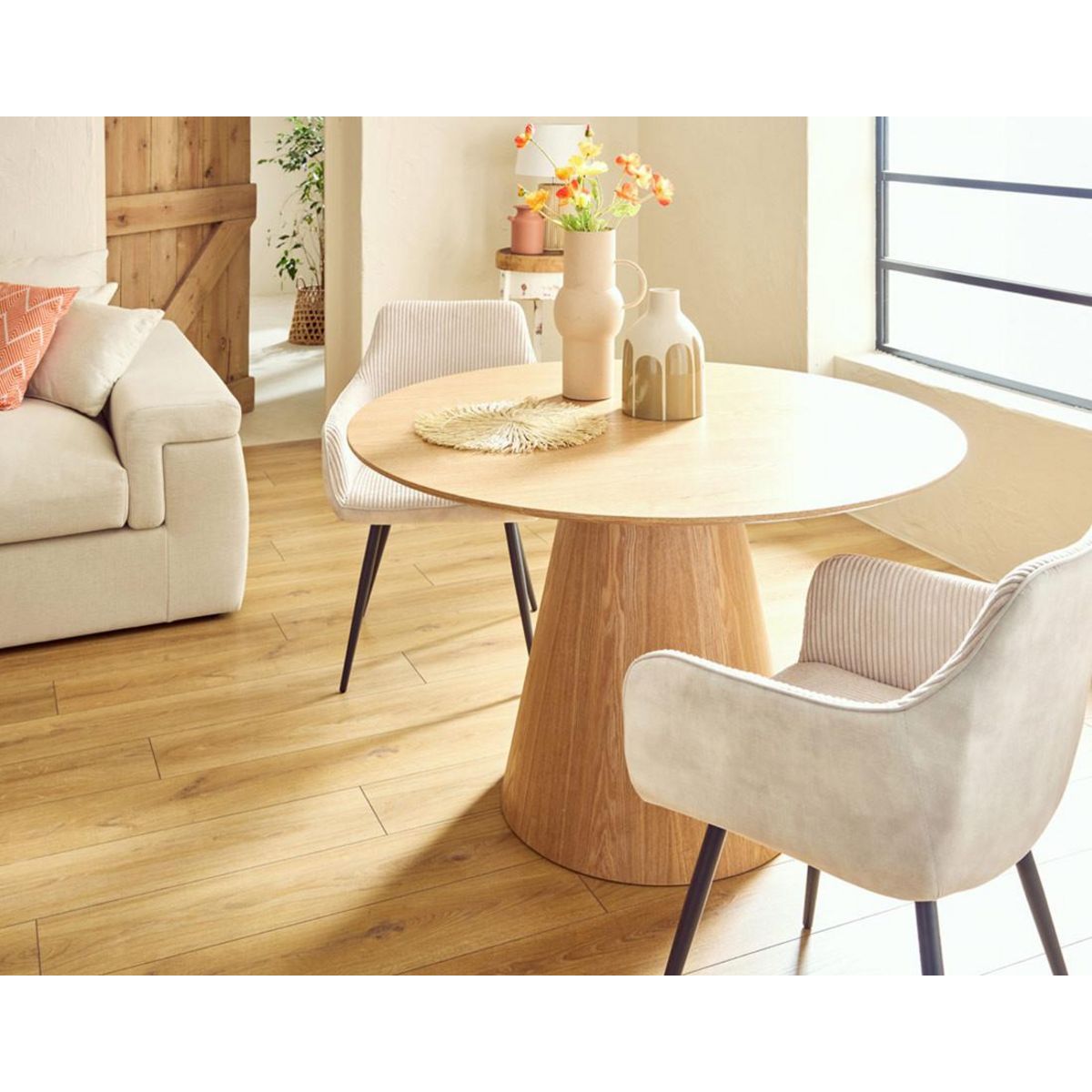 LISA DESIGN Toledo - table à manger ronde - effet bois - 120 cm - 4 à 6 personnes