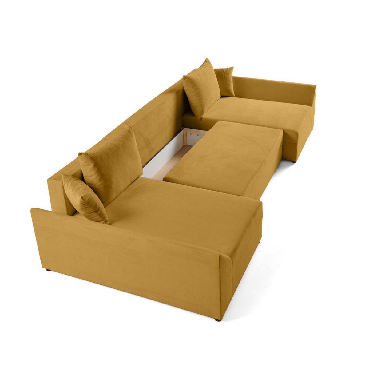 BEST MOBILIER Mike - canapé panoramique en u - 7 places - convertible - avec coffre - en velours