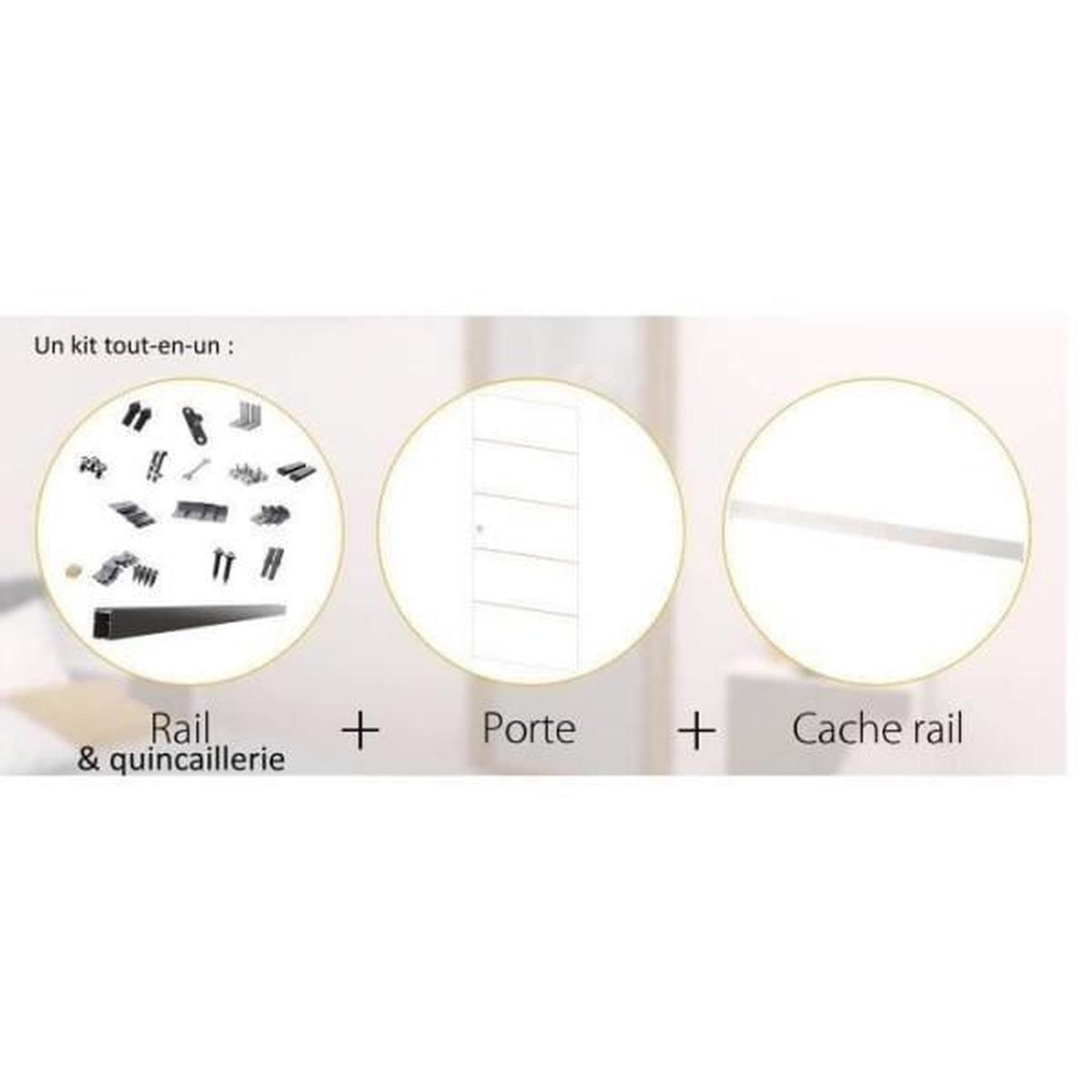 Voir la diapositive 5 : OPTIMUM Optimum - kit porte coulissante + rail + bandeau atelier - h.204xl.83xp.4 cm - blanche lignée