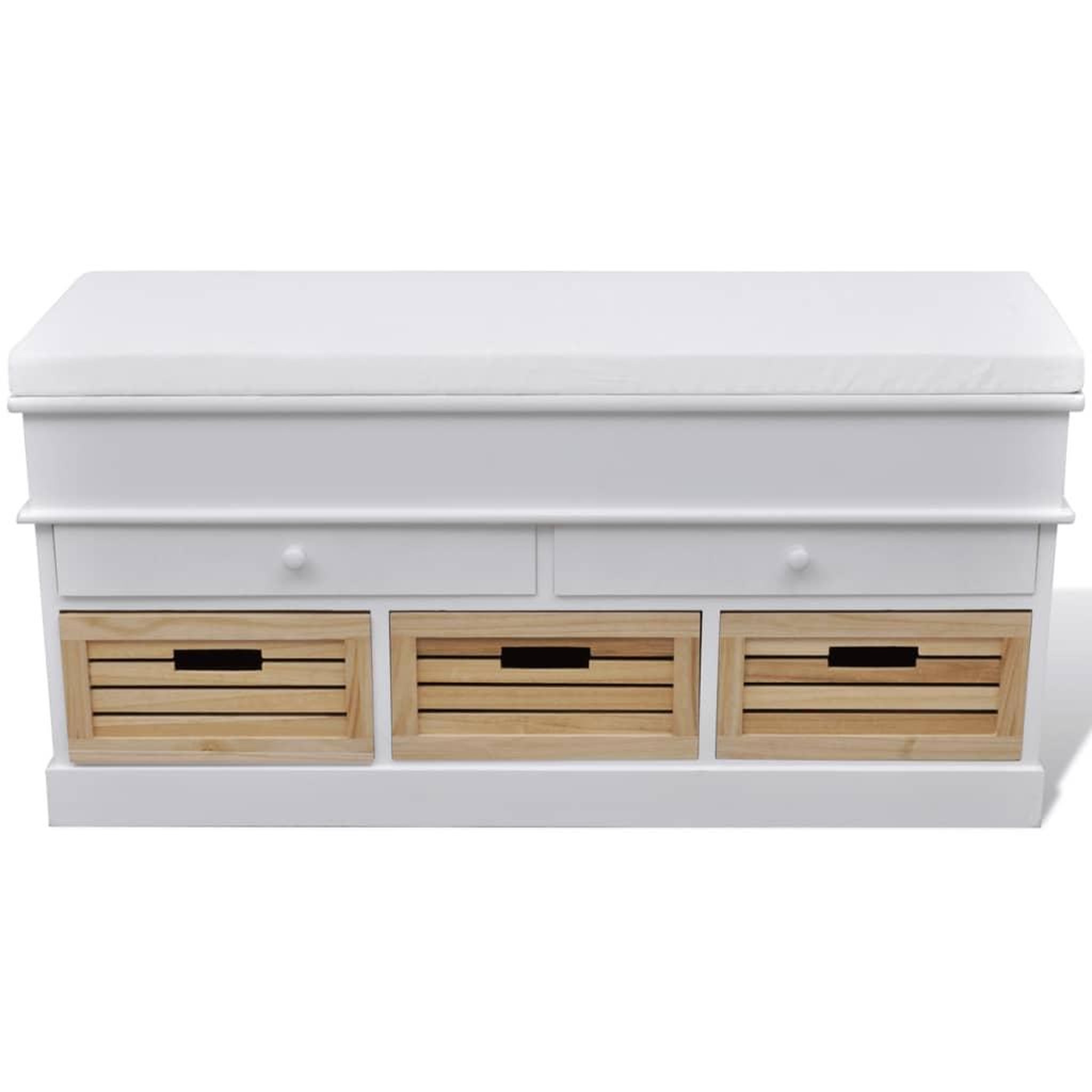 VIDAXL Banc d'entree et de rangement avec coussin 2 tiroirs blanc