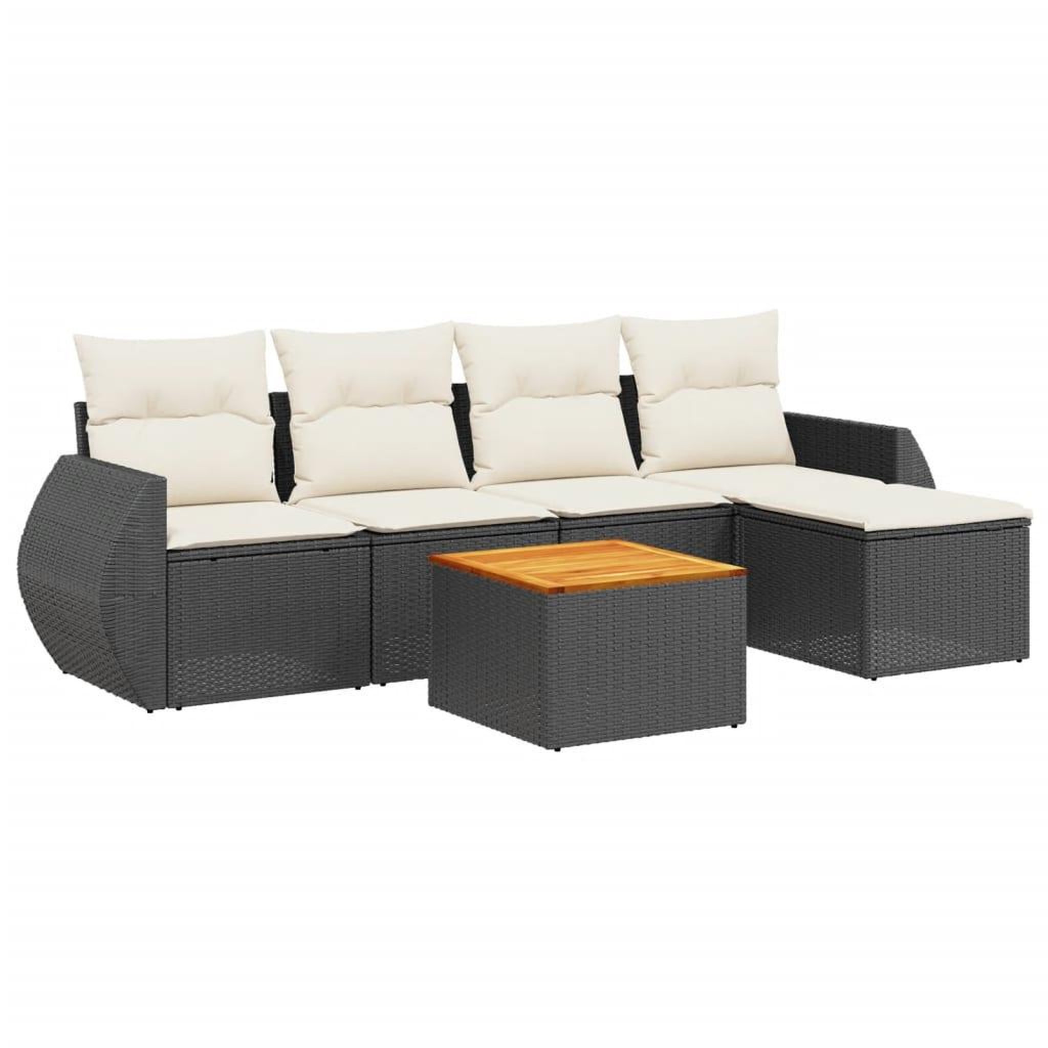 Voir la diapositive 2 : VIDAXL Salon de jardin 6 pcs avec coussins noir resine tressee