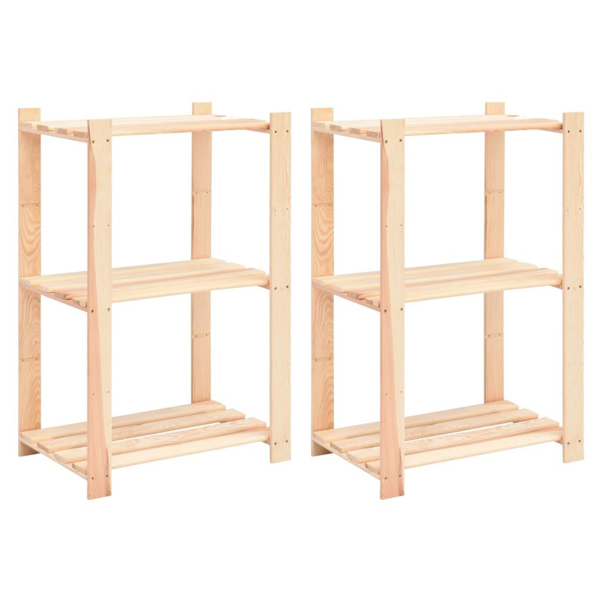 Voir la diapositive 1 : VIDAXL Etageres de rangement a 3 niveaux 2 pcs 60x38x90 cm Pin 150 kg