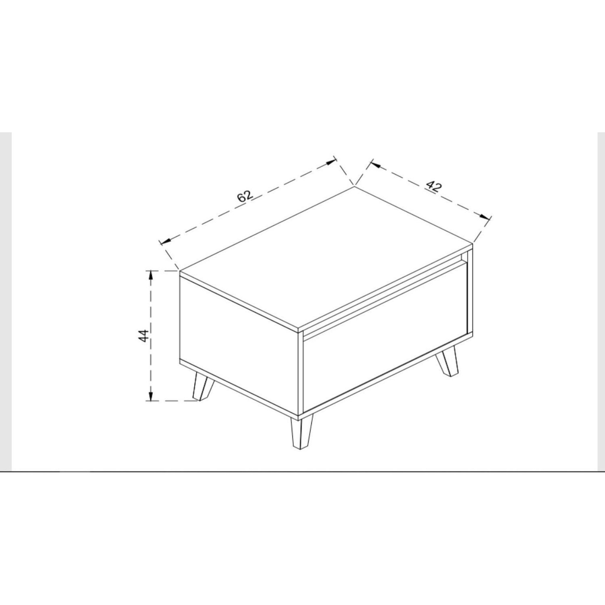 Voir la diapositive 5 : TOILINUX Table de chevet design effet bois avec 1 tiroir - l.60 x h.44 cm - gris