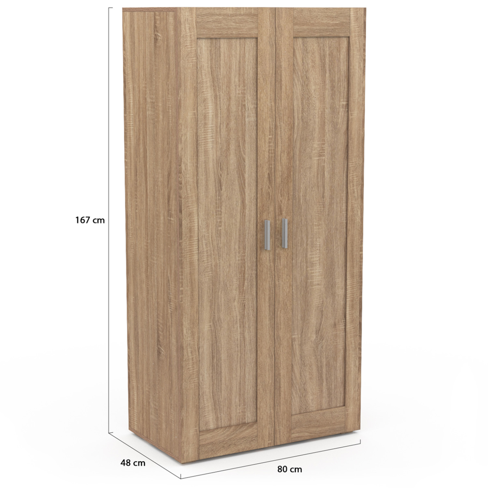 Voir la diapositive 5 : ID MARKET Armoire 2 portes vito hêtre penderie 80 cm avec étagères rangement maxi capacité