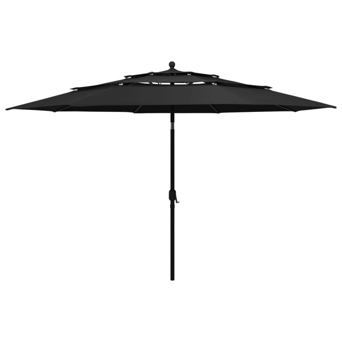 VIDAXL Parasol de jardin a 3 niveaux avec mat en aluminium noir 3,5 m