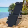 OUTSUNNY Outsunny Chaise longue pliable bain de soleil transat de relaxation dossier inclinable avec repose-pied polyester oxford noir