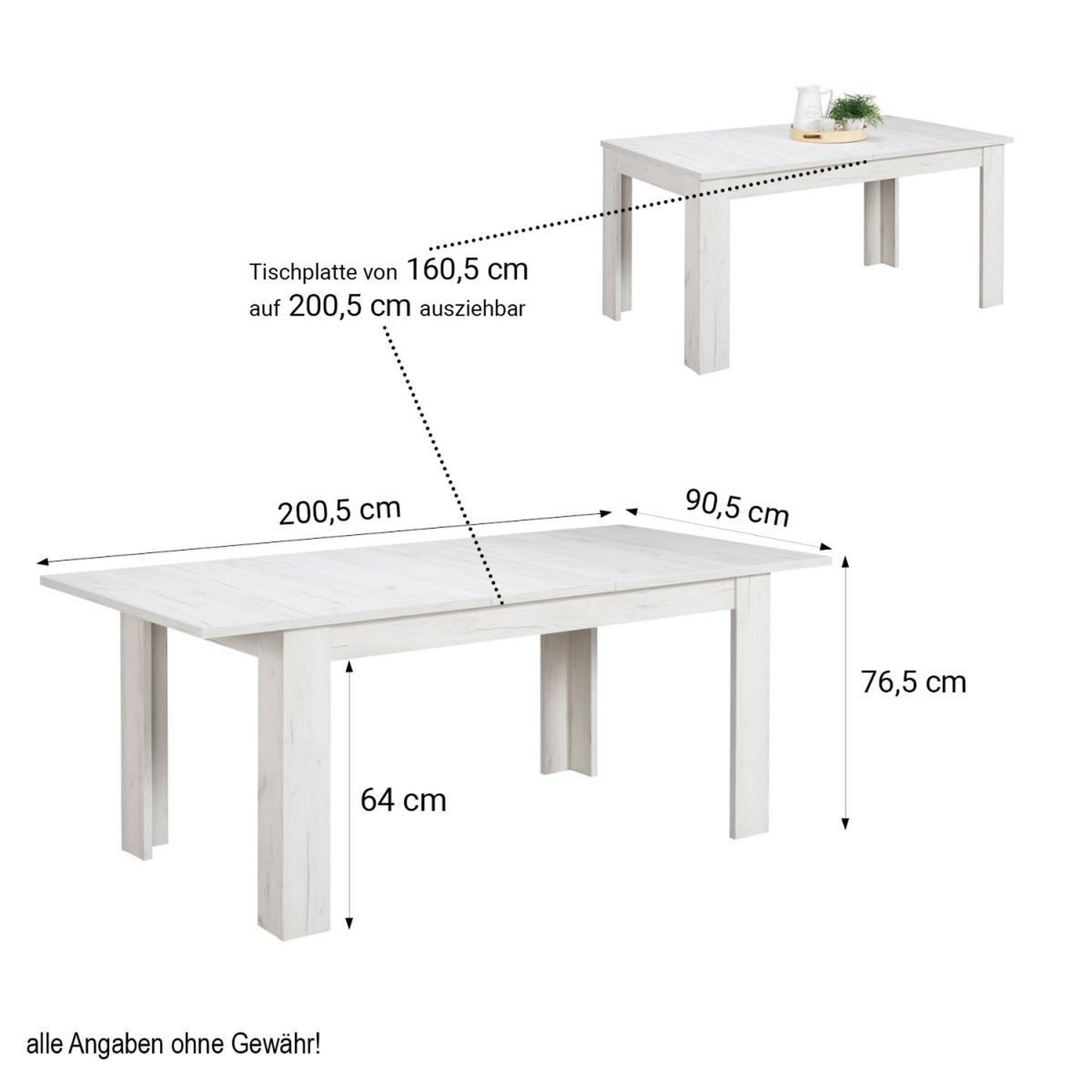 Voir la diapositive 2 : HomeStyle4U Table à Manger Extensible Moderne 160x90 cm Blanche pour 8 Personnes