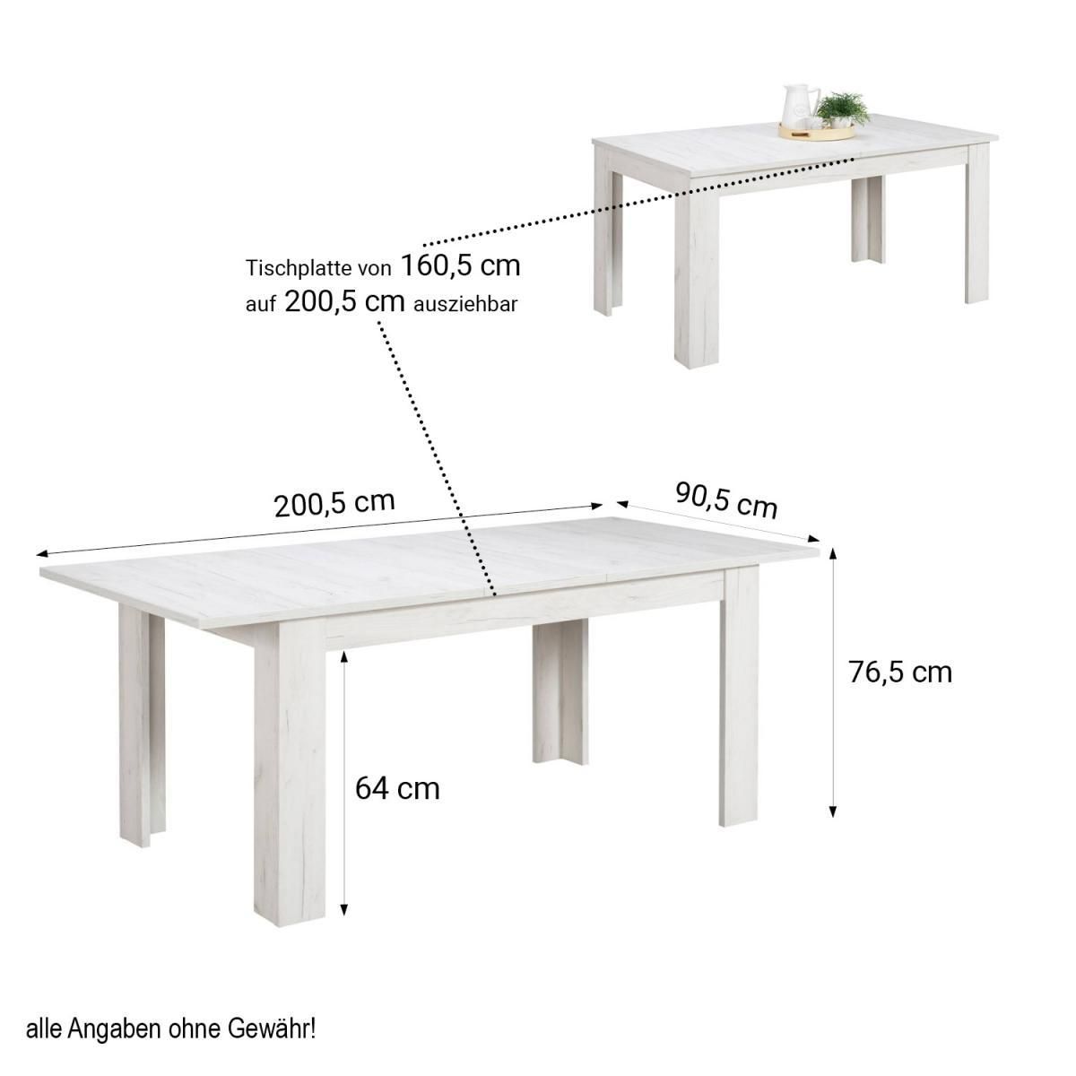 HomeStyle4U Table à Manger Extensible Moderne 160x90 cm Blanche pour 8 Personnes