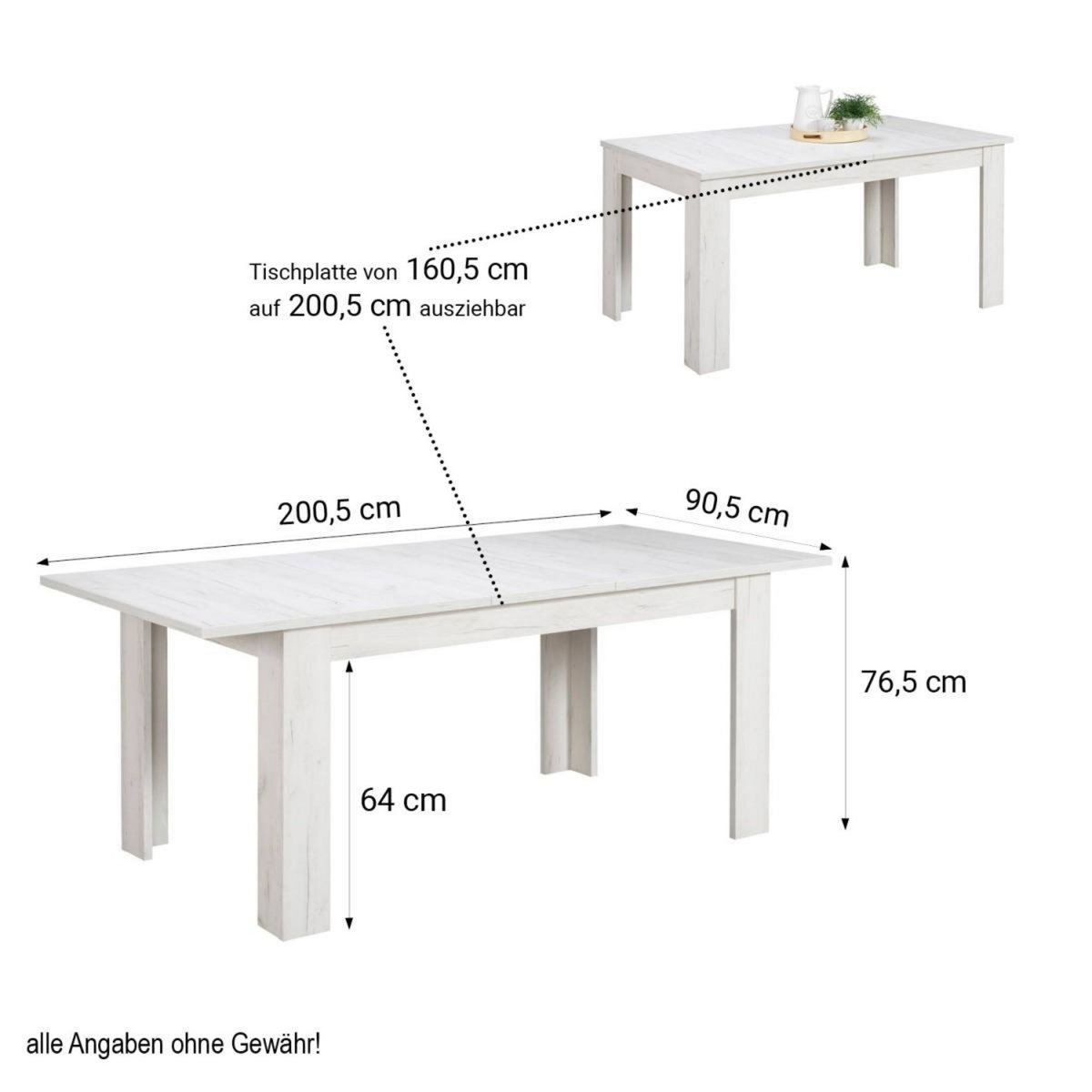 HomeStyle4U Table à Manger Extensible Moderne 160x90 cm Blanche pour 8 Personnes