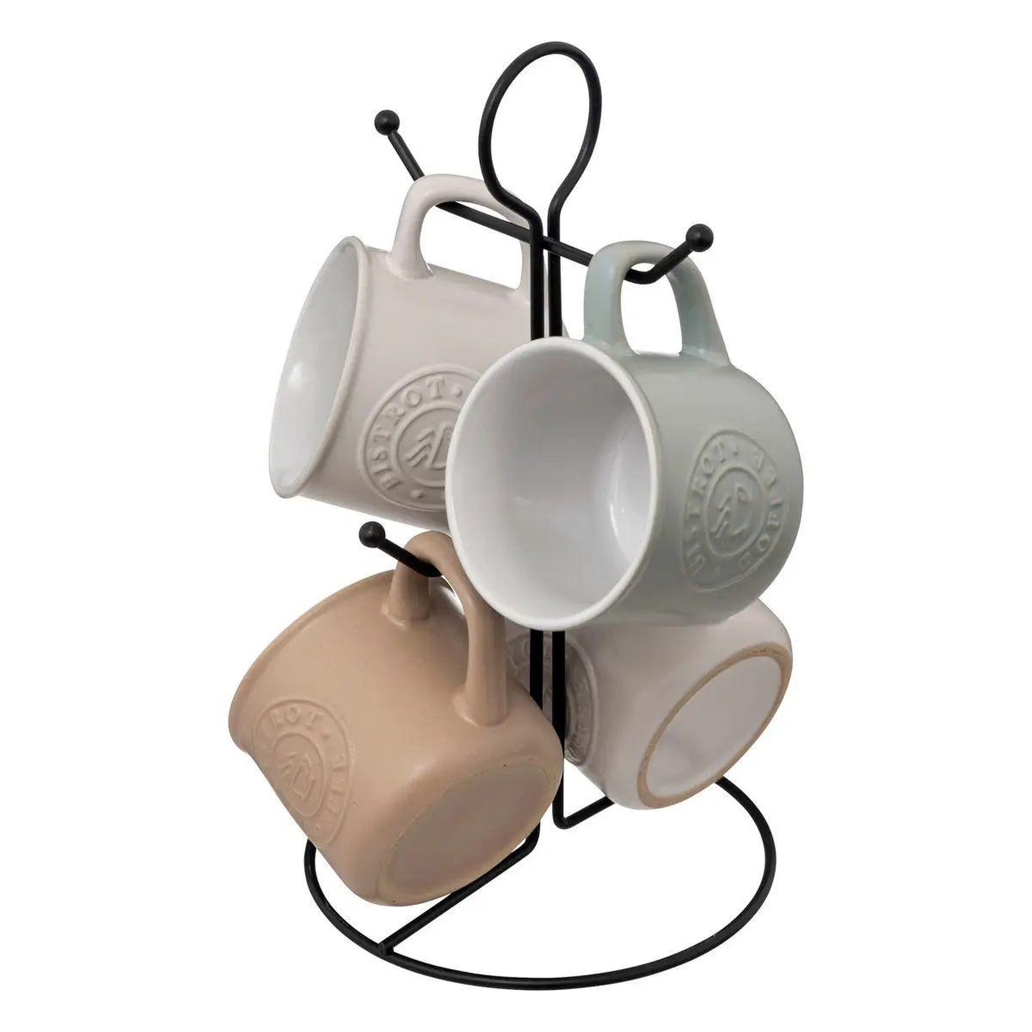 Voir la diapositive 1 : SECRET DE GOURMET Lot de 4 Mugs sur Rack  Léo  14cl Multicolore